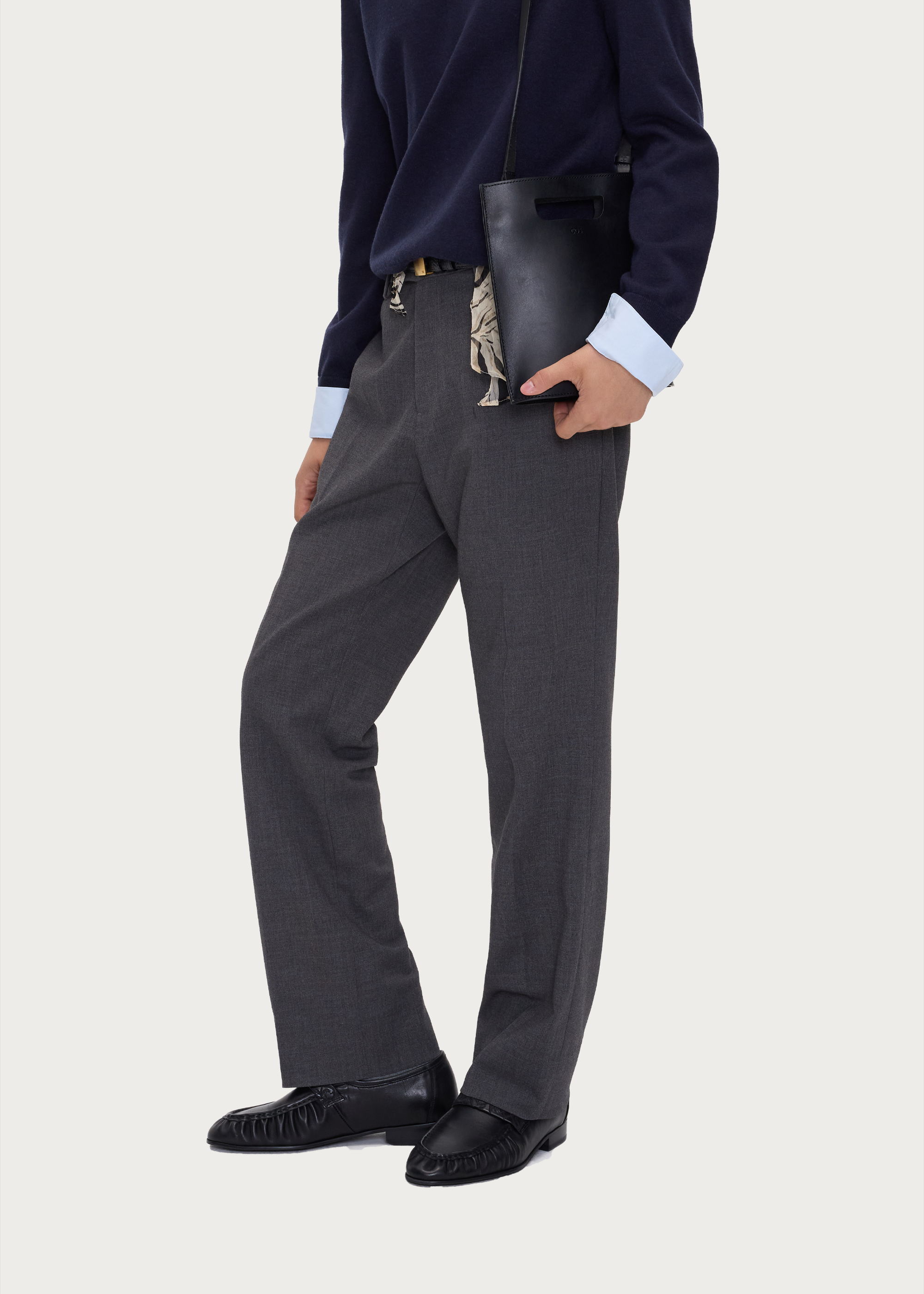 High-Twist Wool Straight-Leg Trousers