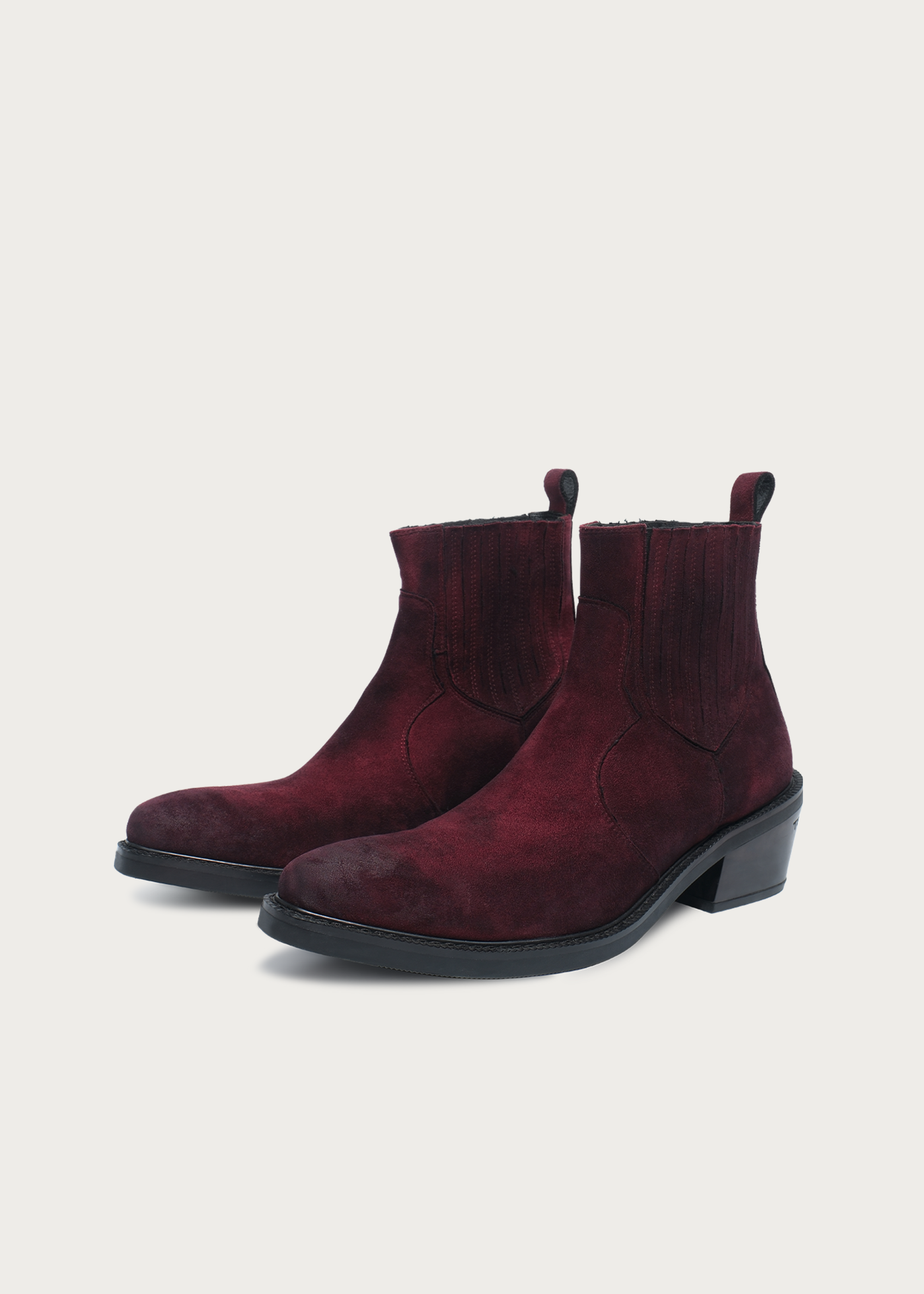 Chelsea boots Pointed-toe Velvet Garnet red