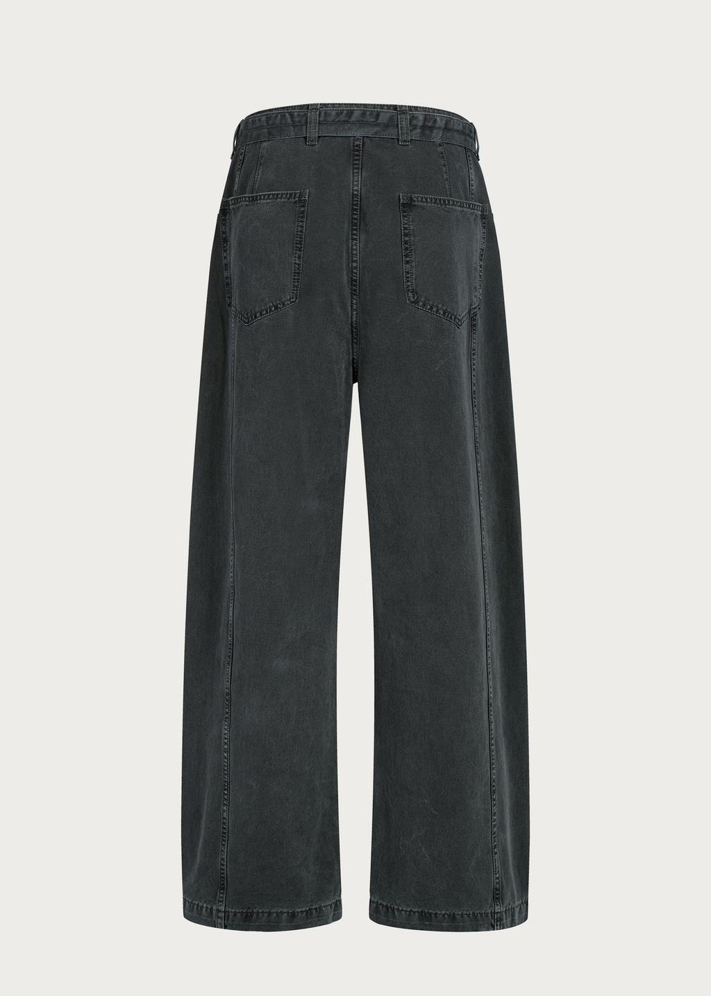 Washed Twill Denim Jeans with Belt Dark Green