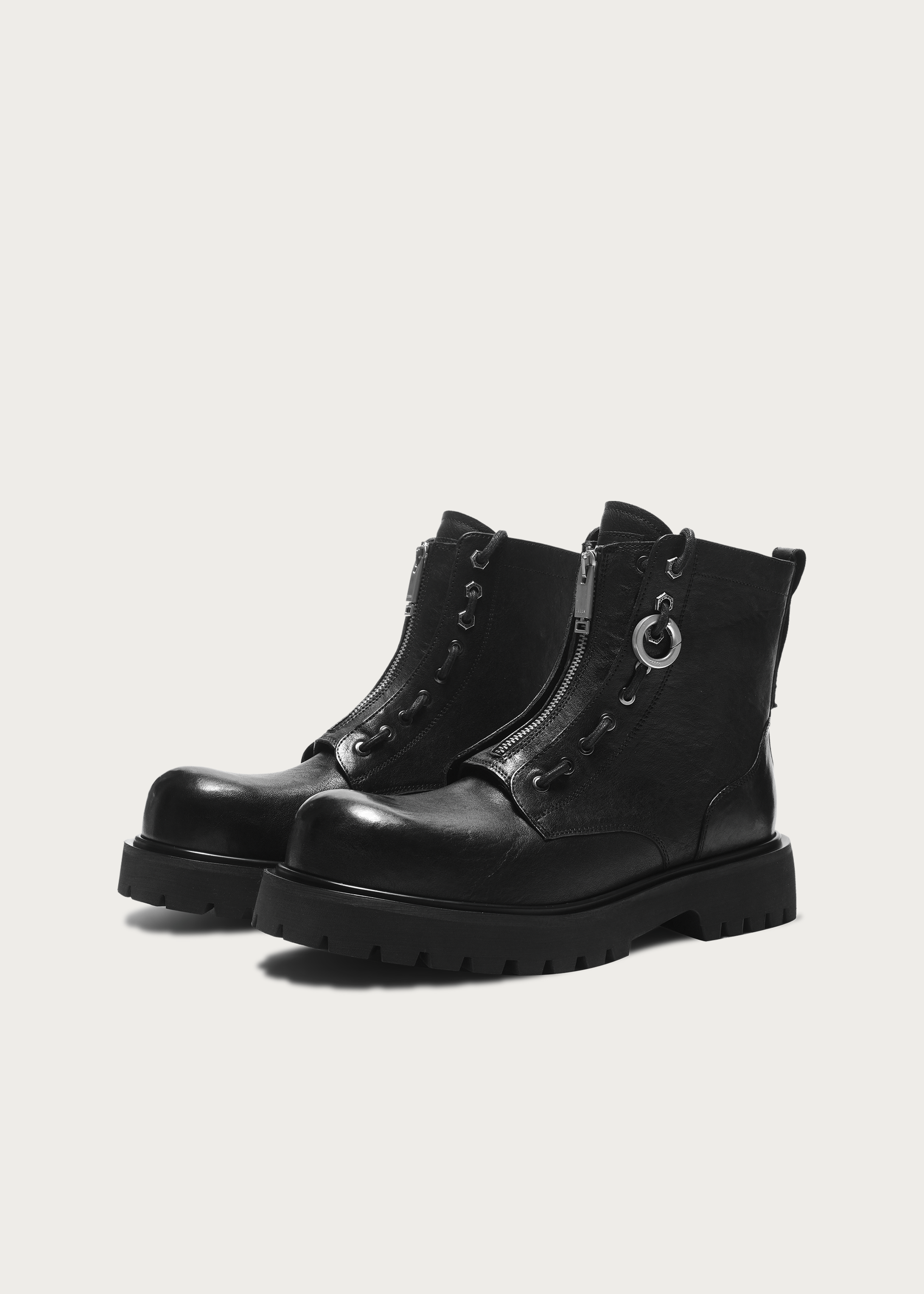 Workwear horsehide Zipper boots Black
