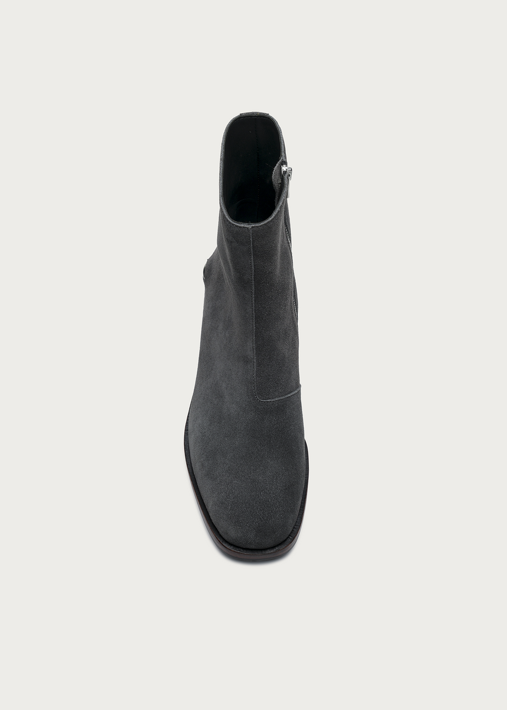 Gray suede ankle boots texture detail