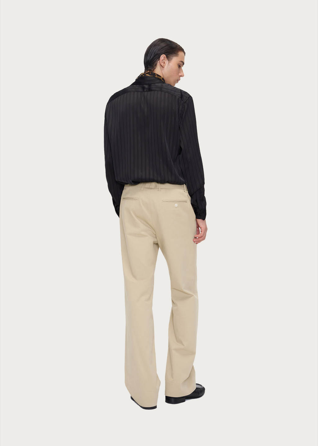Structured Cotton Twill Straight-Leg Trousers Khaki