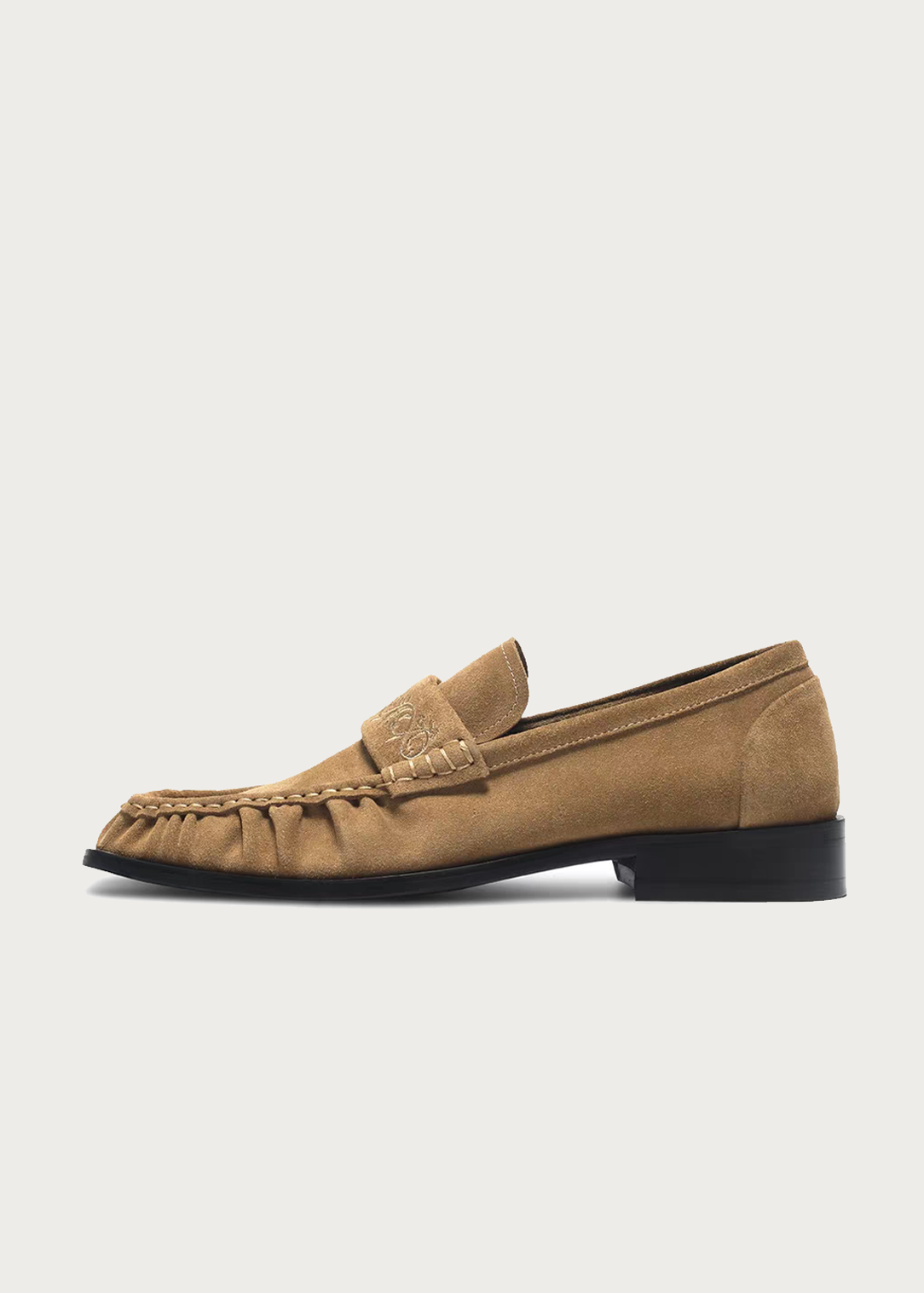 Loafers Square-toe Vine-engraved Khaki brown