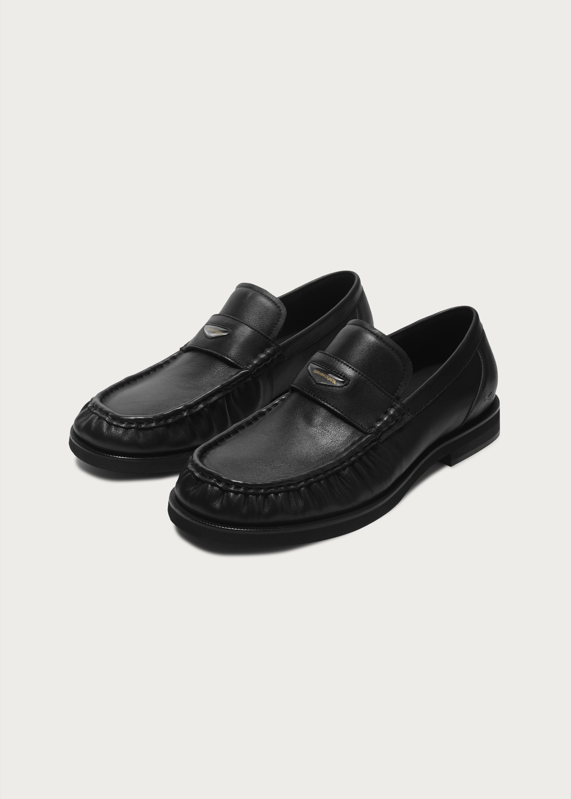 Milled Leather Loafers Black
