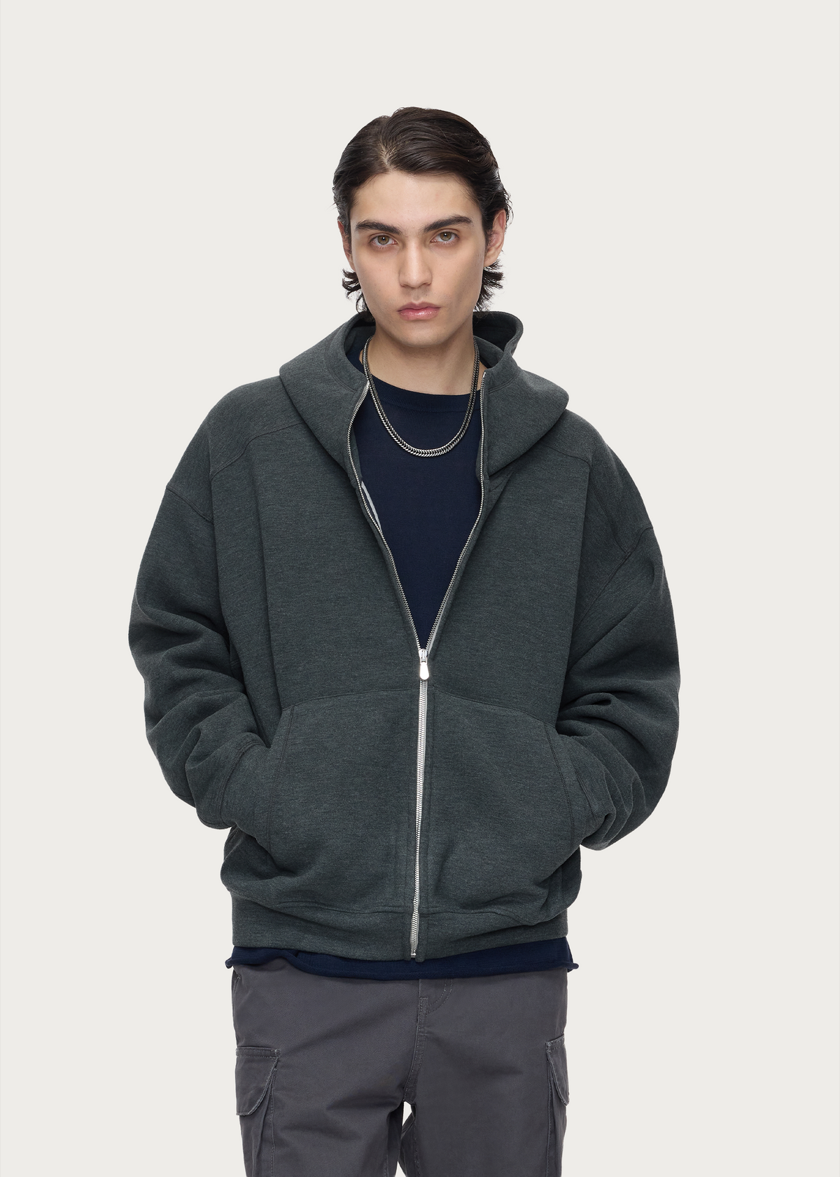 Heavyweight Wool-Blend Hoodie Gray