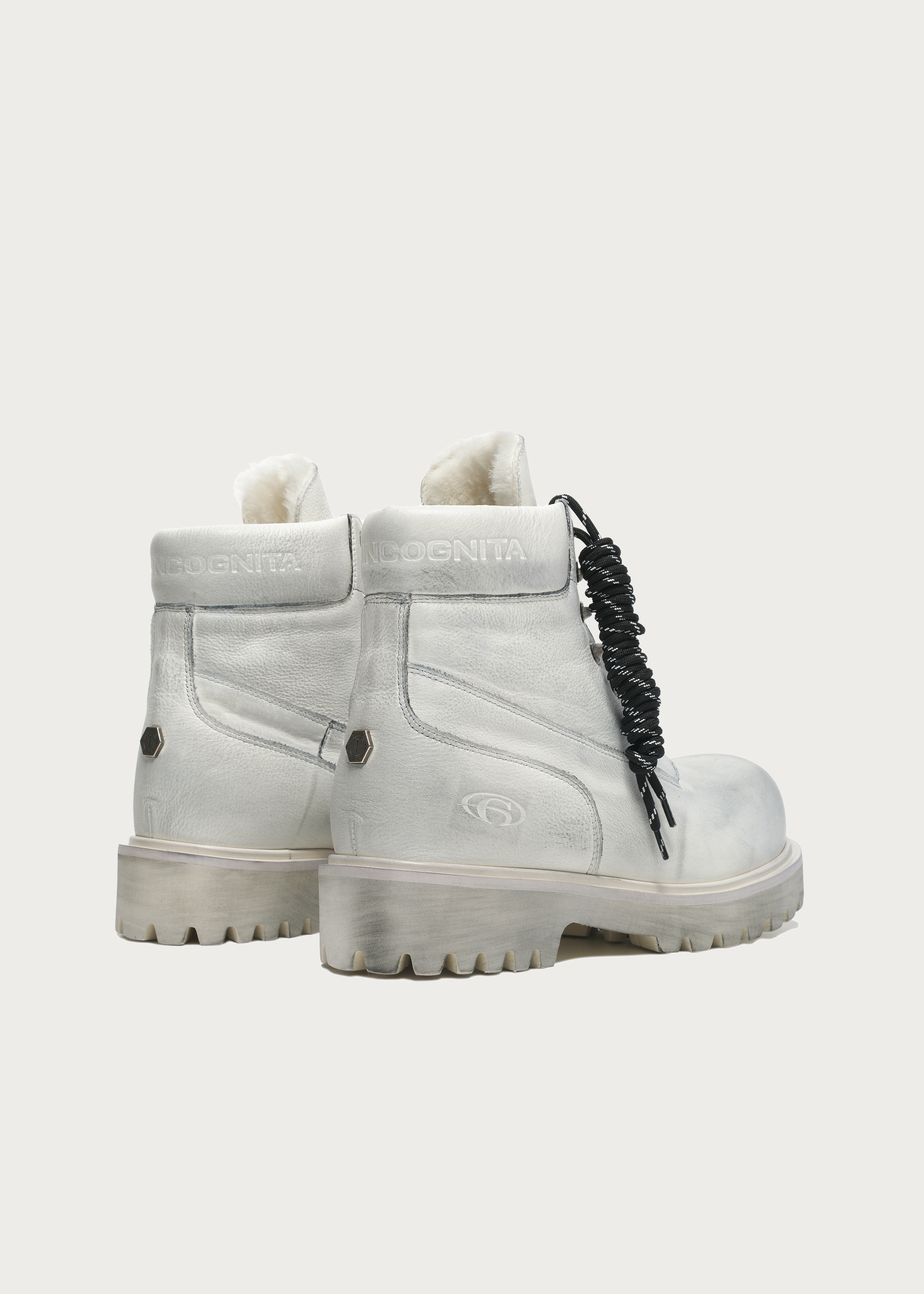 Ridge Cowhide Workwear Boots Dirty white（Fleece-lined）