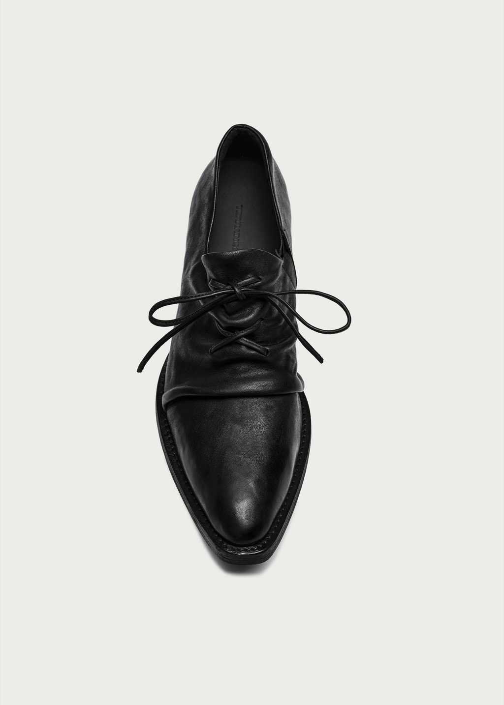 Roux Ruched Distressed Leather Derby Shoes Black
