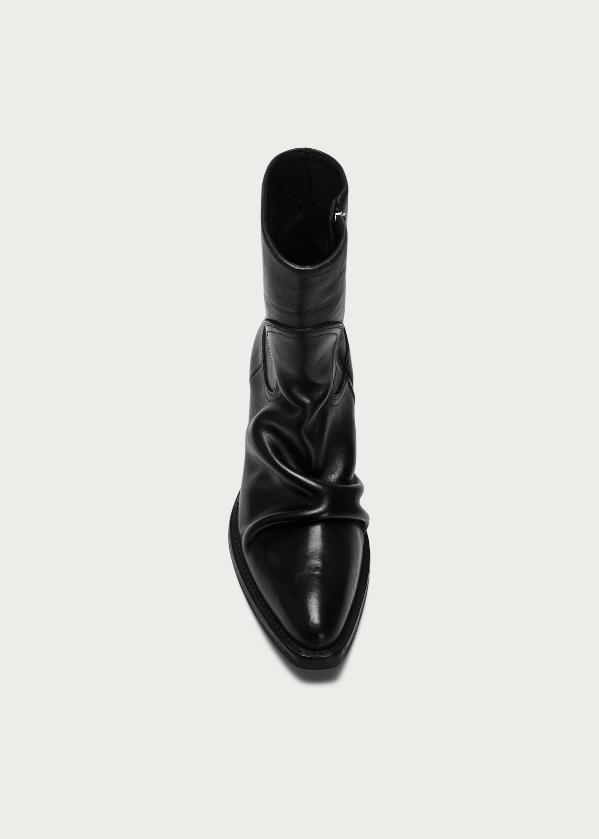 Roux Ruched Washed Horsehide Boots Black