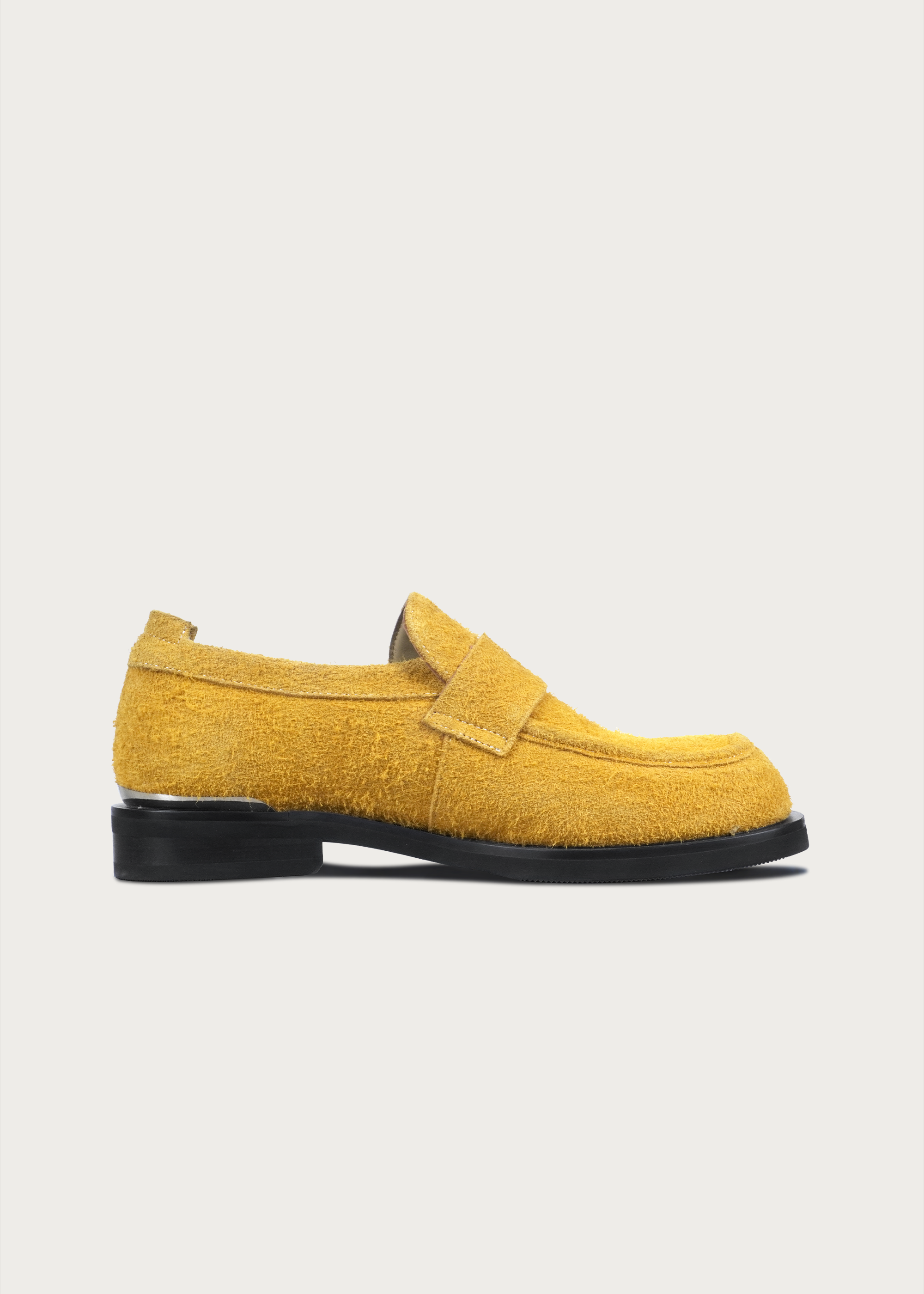 Button Suede Loafers Yellow