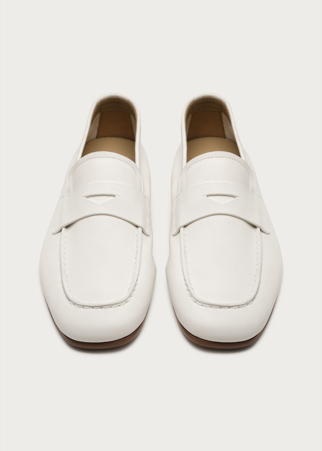 Dune Camel Leather Loafers White