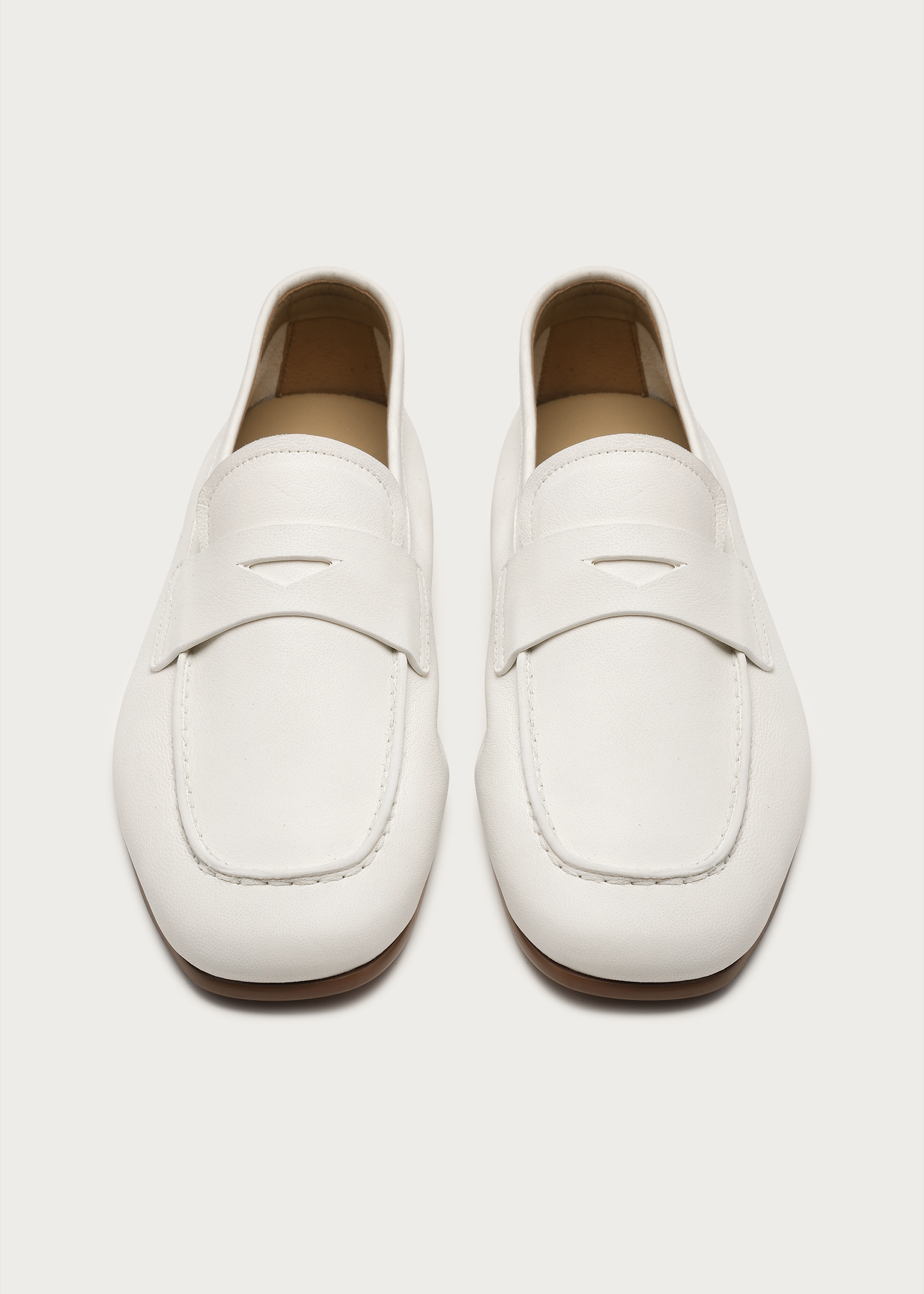 Dune Camel Leather Loafers White