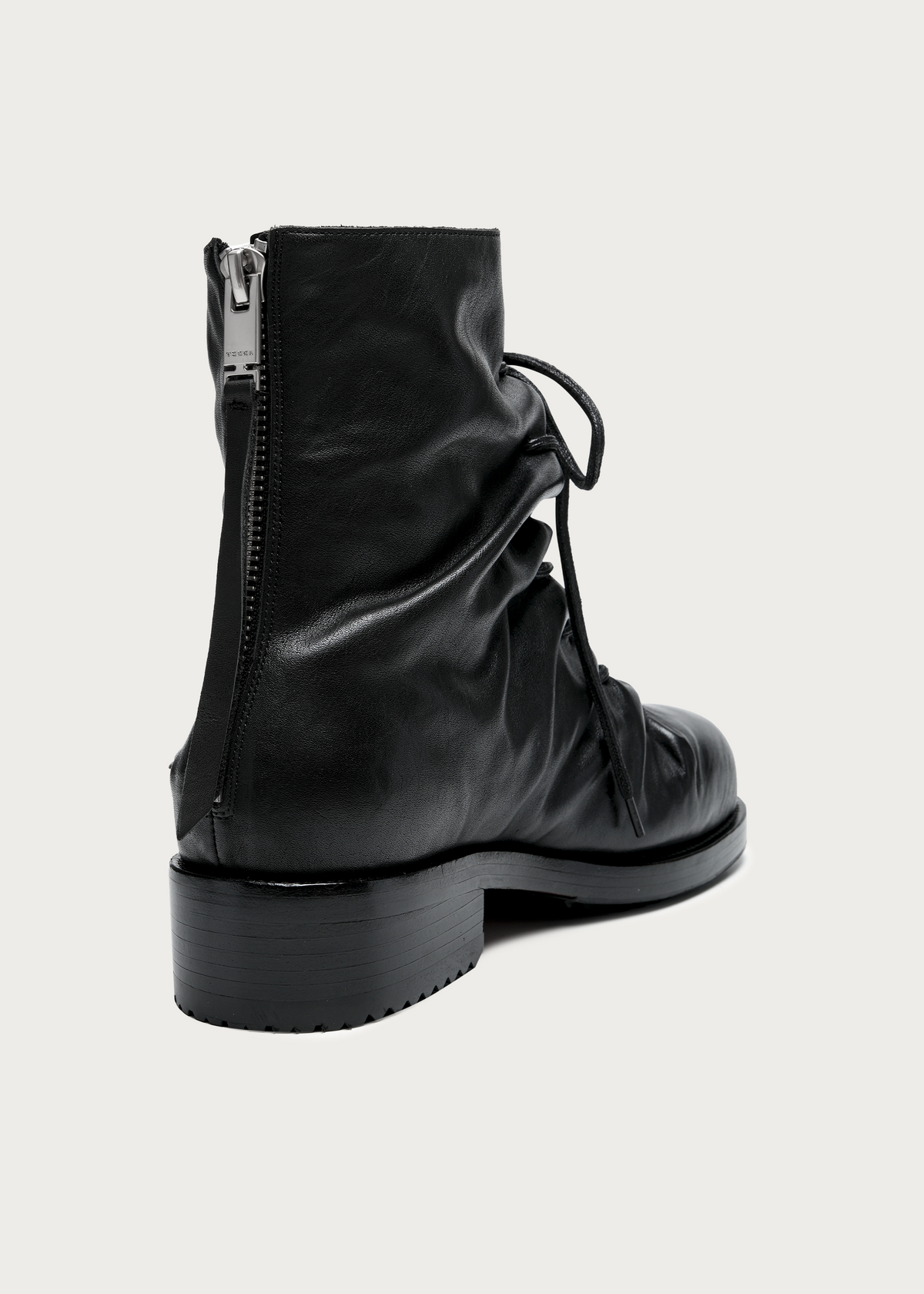 Ravel Ruched Washed-Horsehide Lace-Up Boots