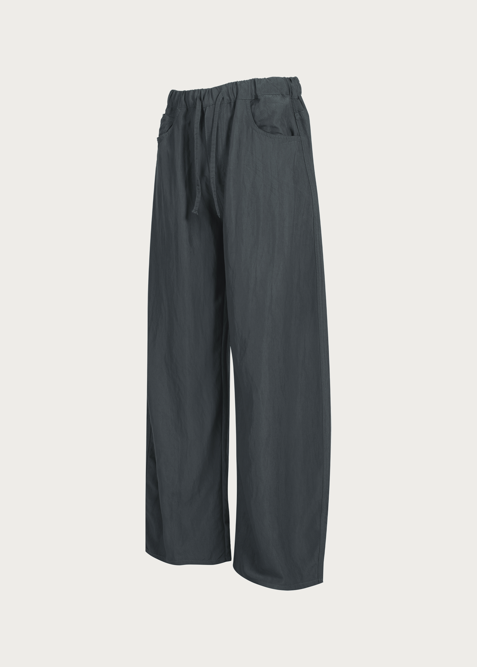 Drapey Casual Trousers with Elastic Waist and Drawstring