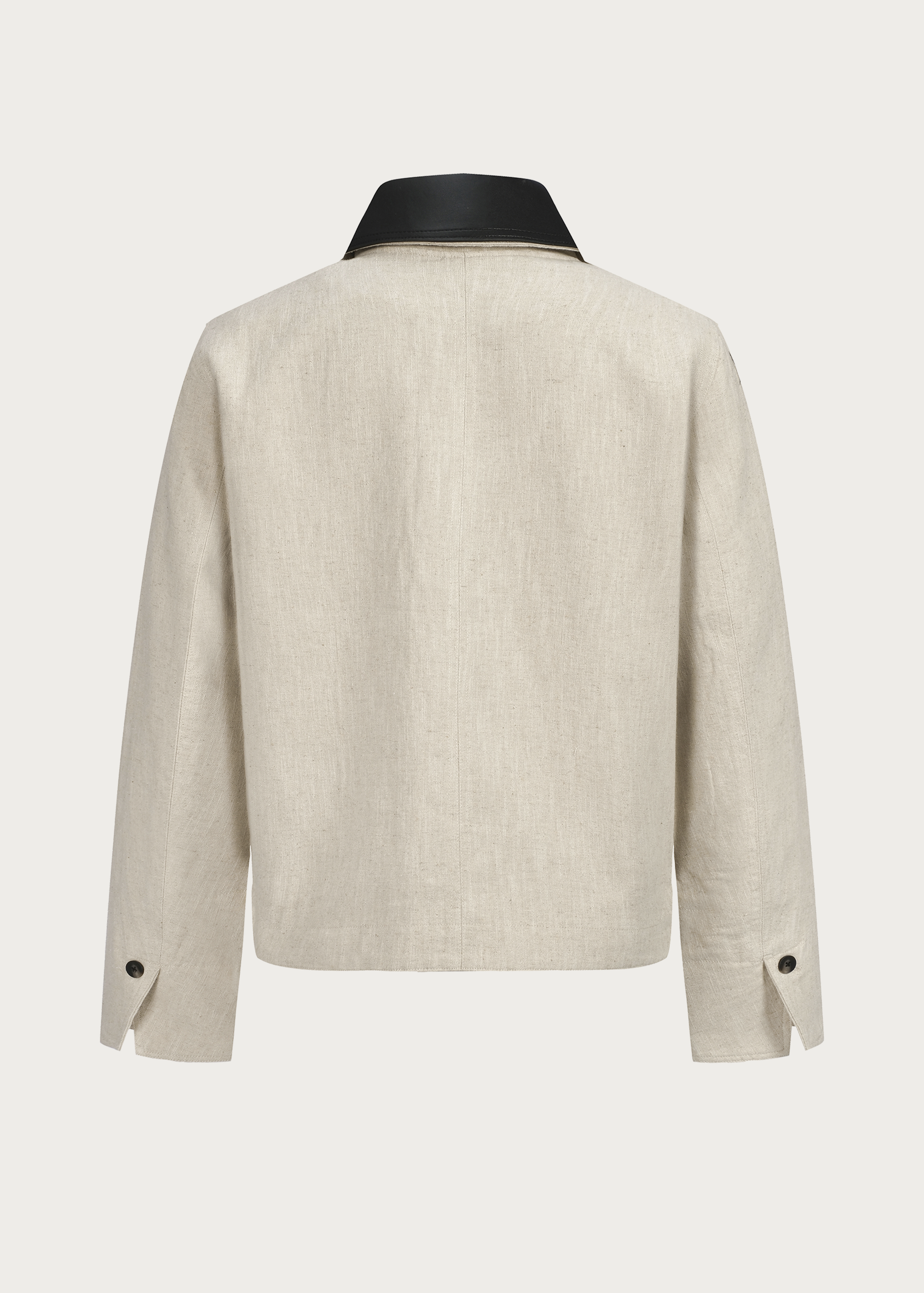 Linen Jacket with Spliced Leather Collar