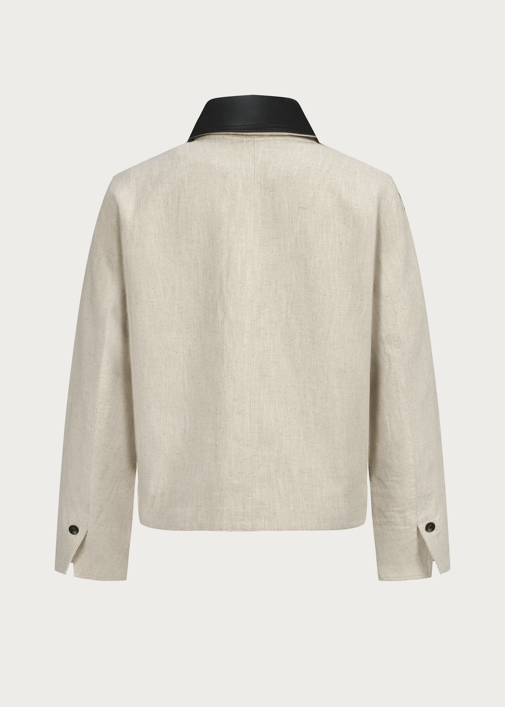 Linen Jacket with Spliced Leather Collar