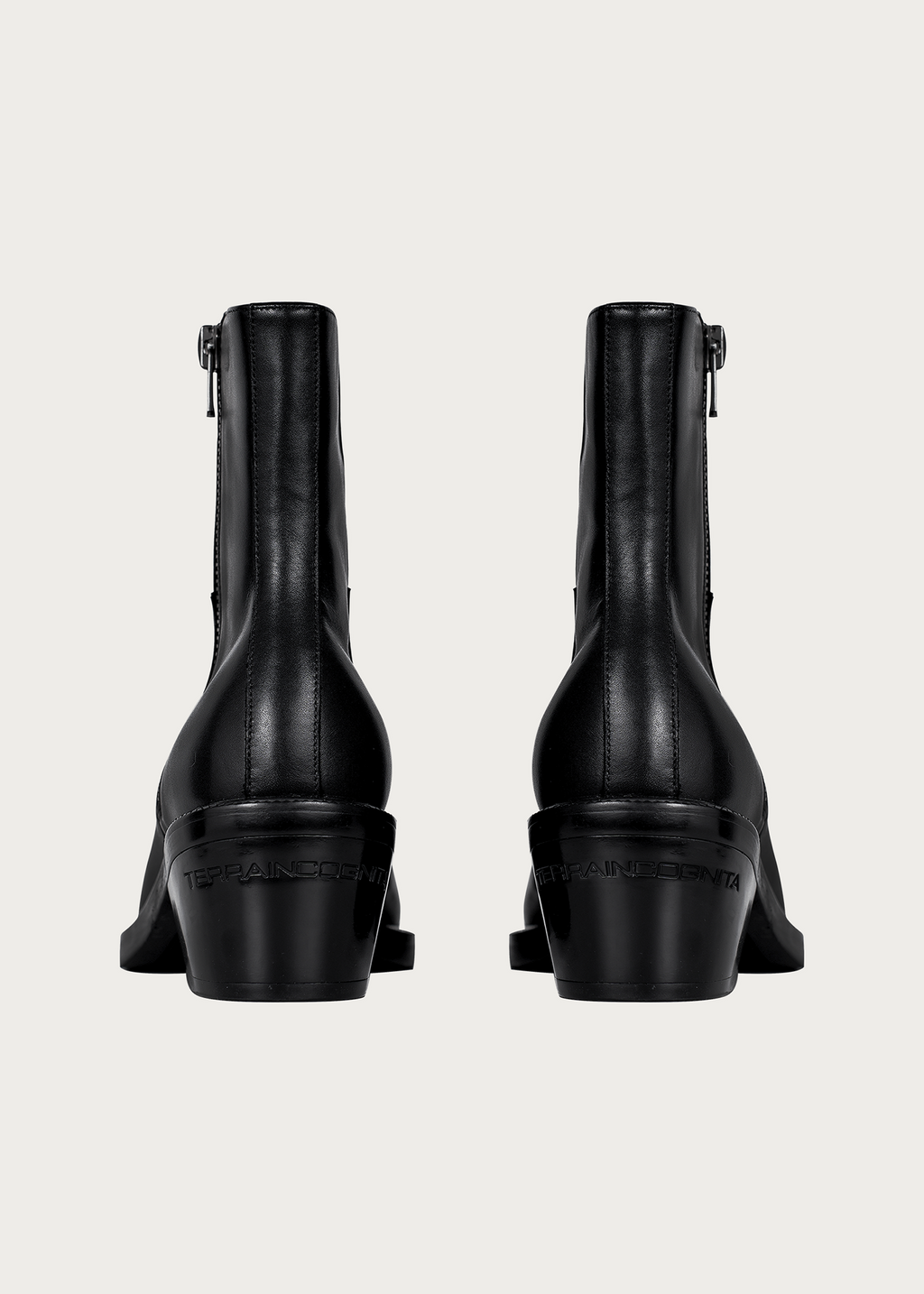Square-toe ankle boots angled view