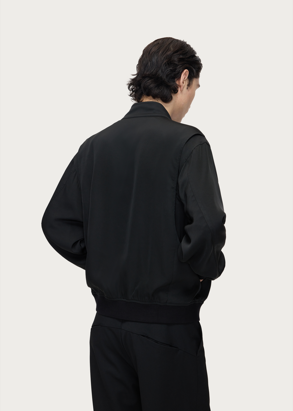 Acetate-Blend Stand-Collar Zip Jacket