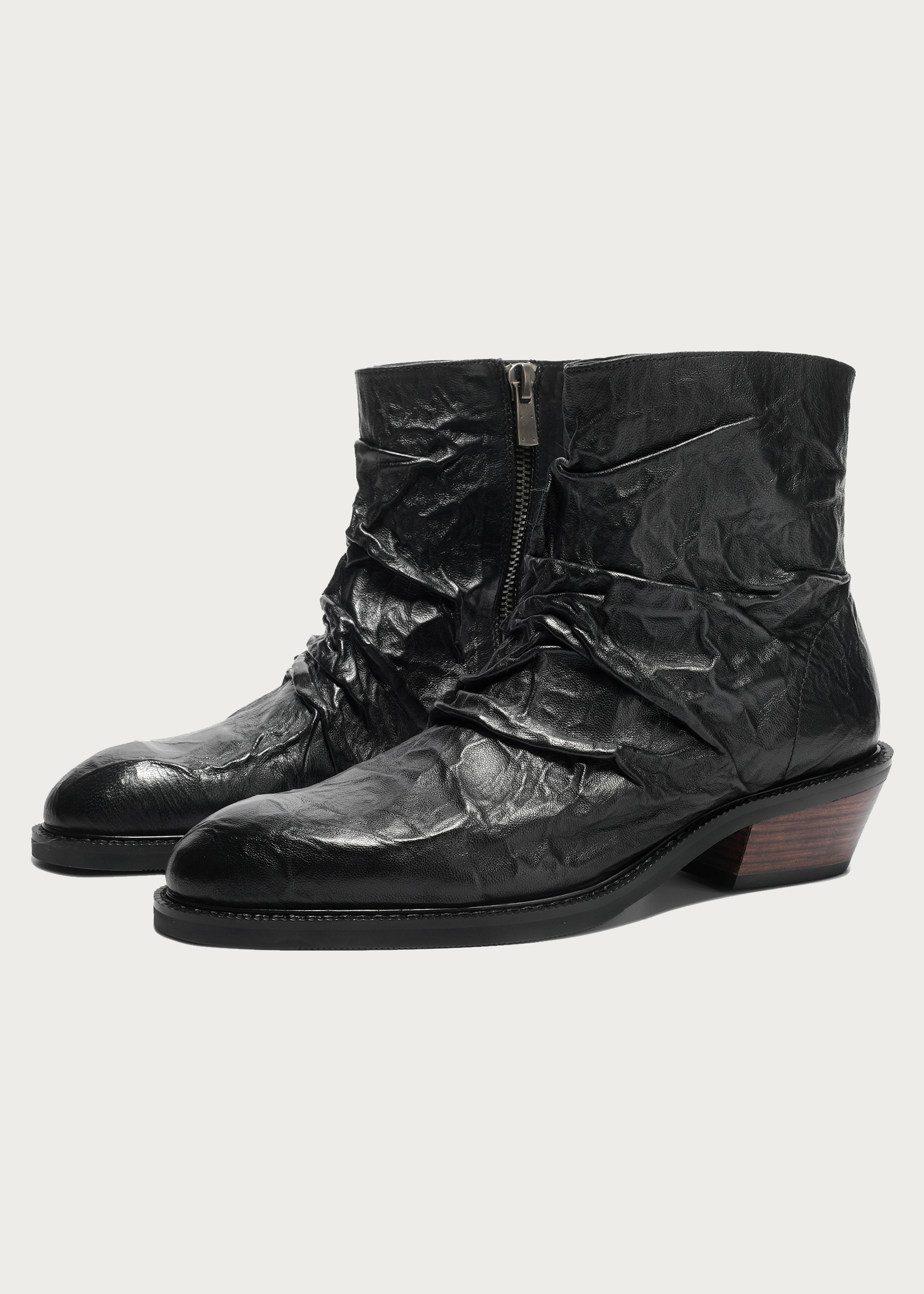 Chelsea boots Metallic-texture Pleated Sheepskin