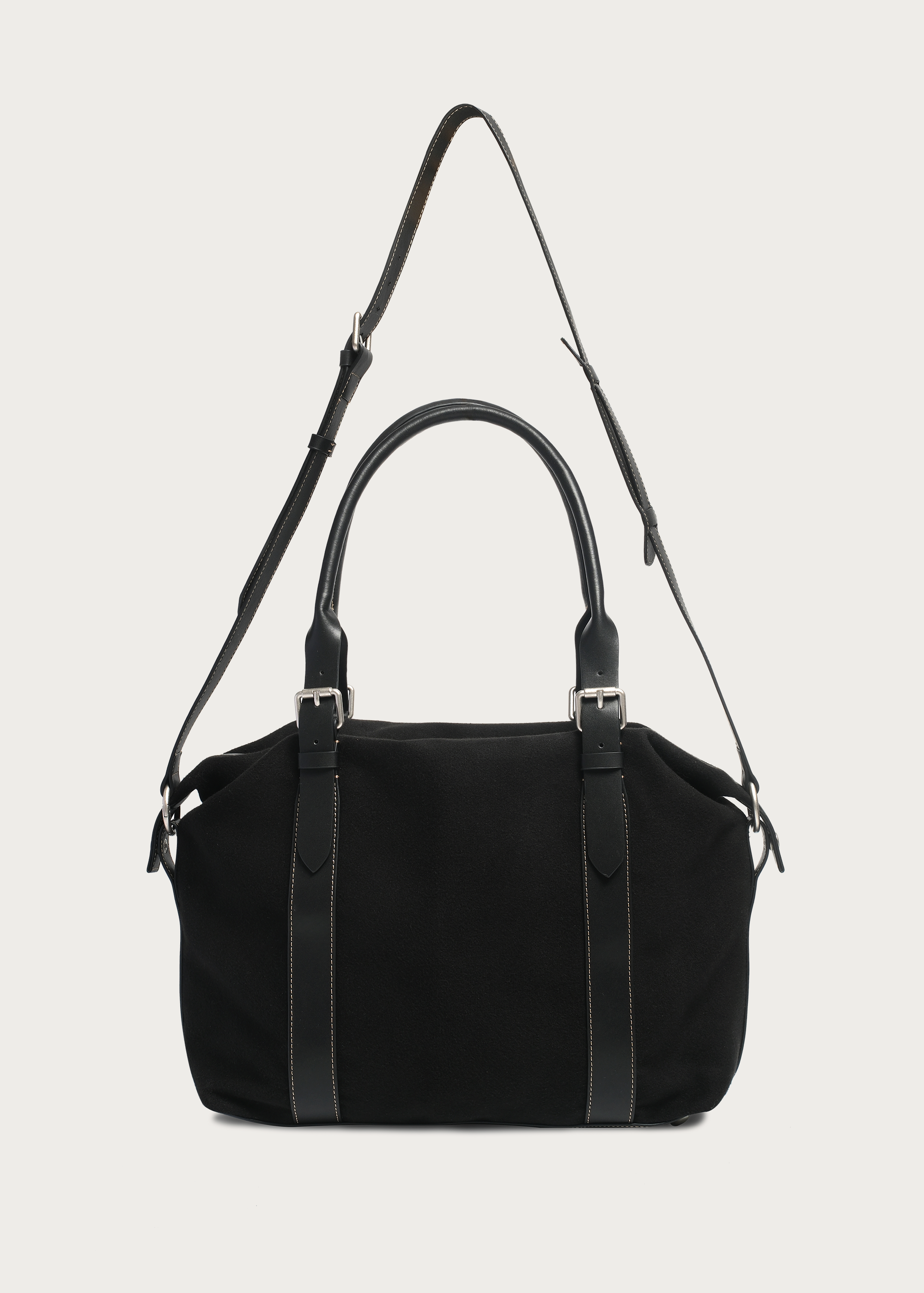 Suede and Leather Patchwork Shoulder/Crossbody Bag