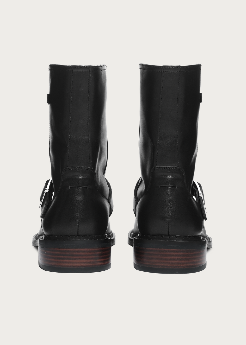 Wood-Grain Heel Ankle Boots Black