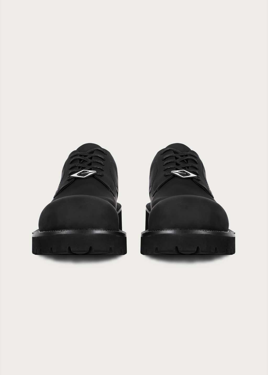 Chunky Round-Toe Derby Shoes Matte Black