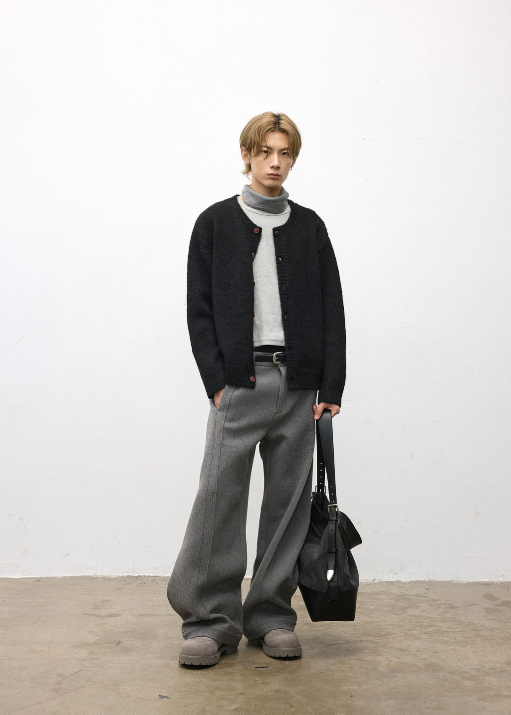 Patchwork Washed Canvas Tote Bag Carbon Black