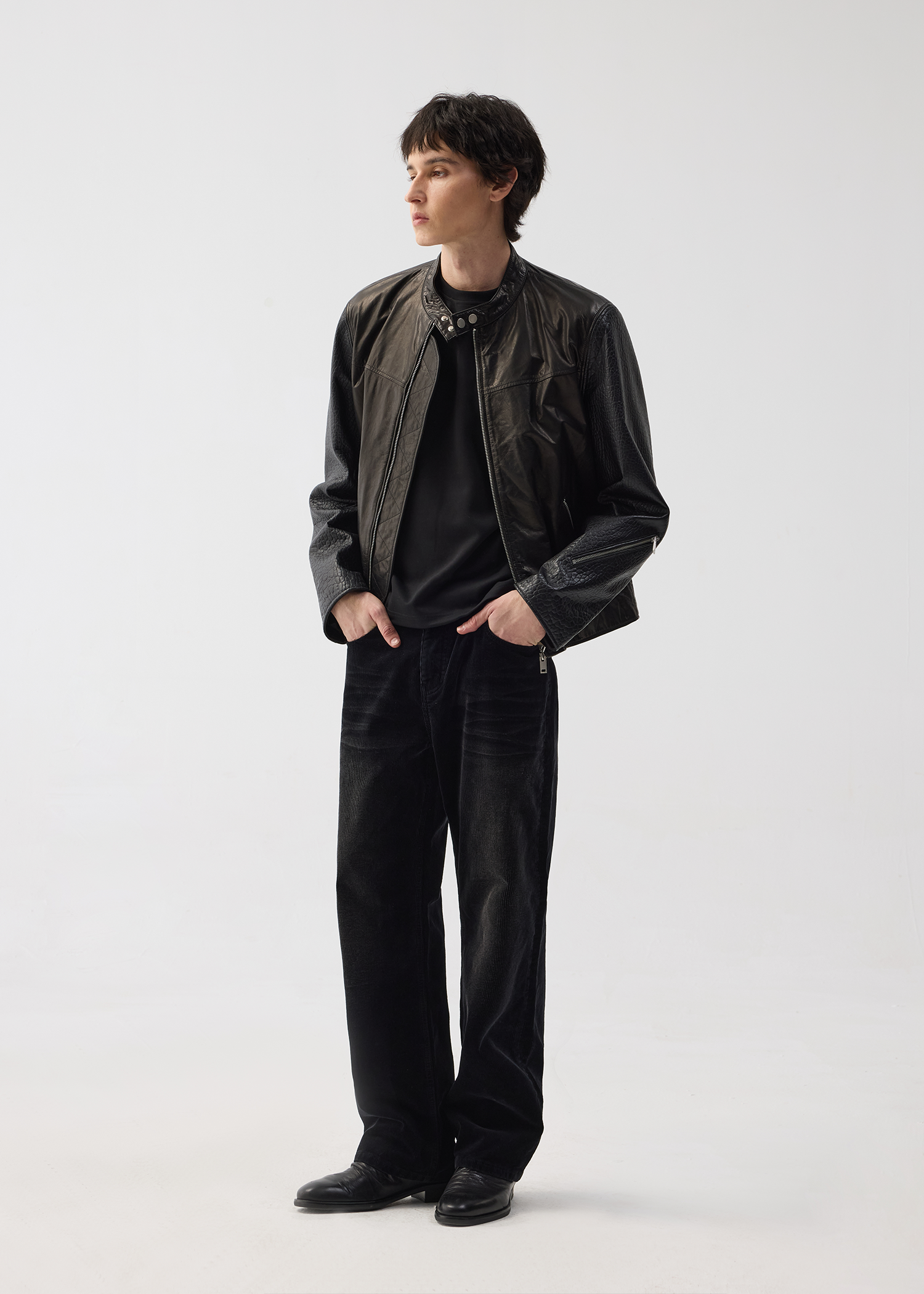 Cowhide and Sheepskin Patchwork Leather Jacket