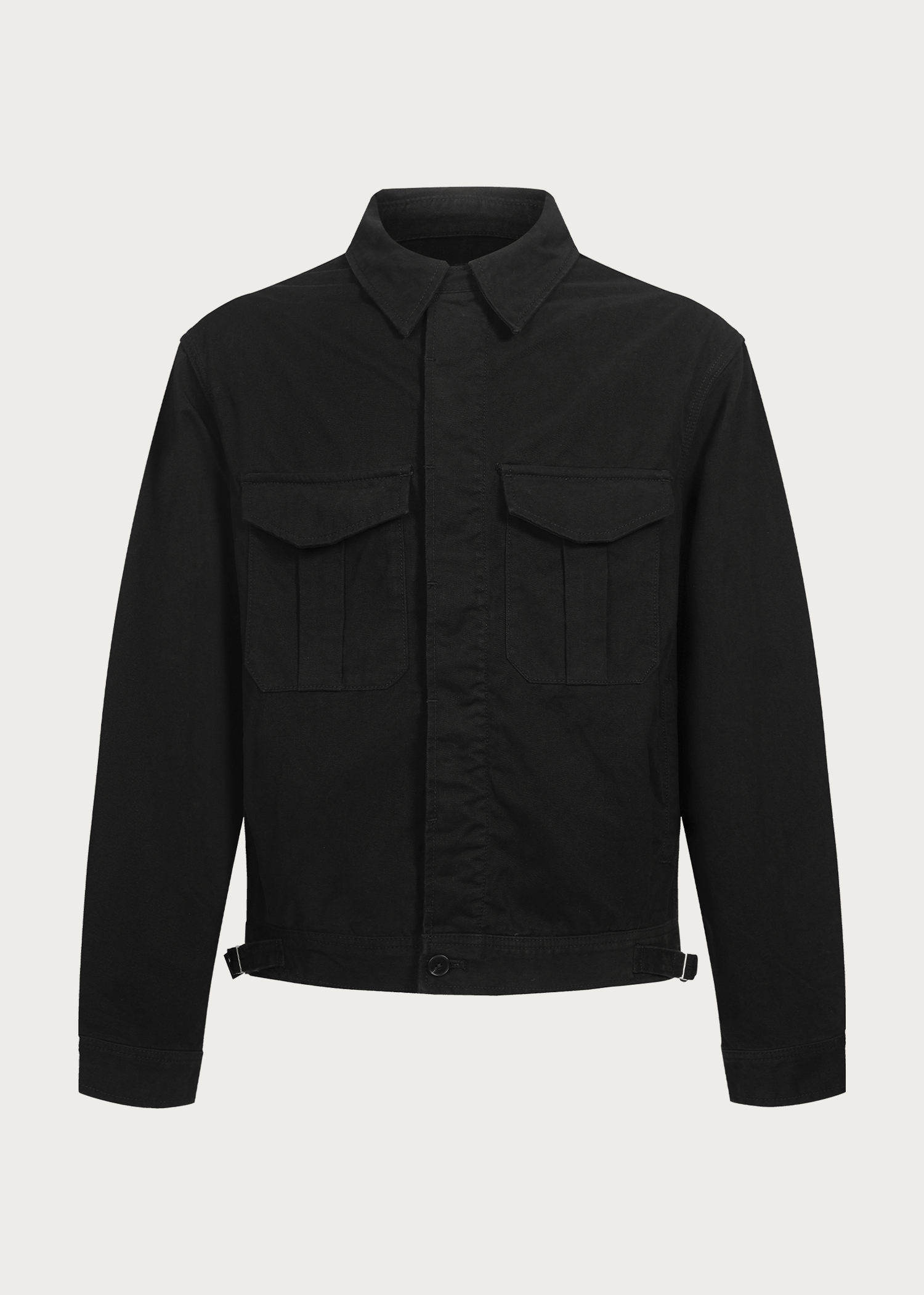Twill washed denim jacket Black
