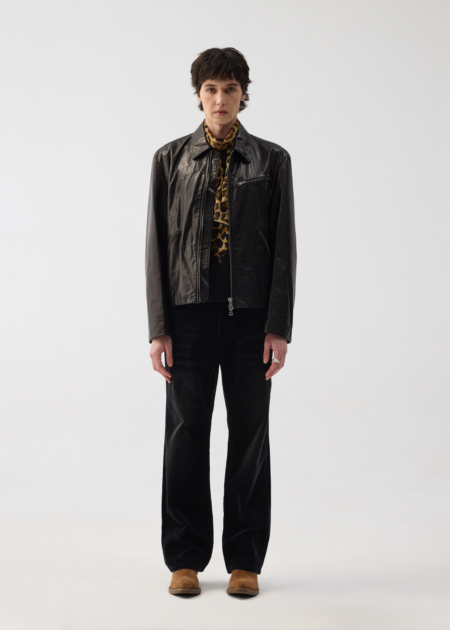 Vegetable-Tanned Leather Zipper Jacket