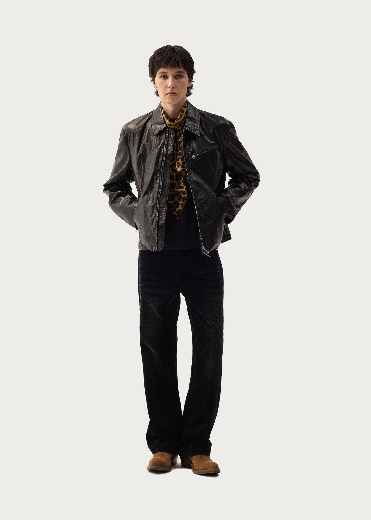 Vegetable-Tanned Leather Zipper Jacket