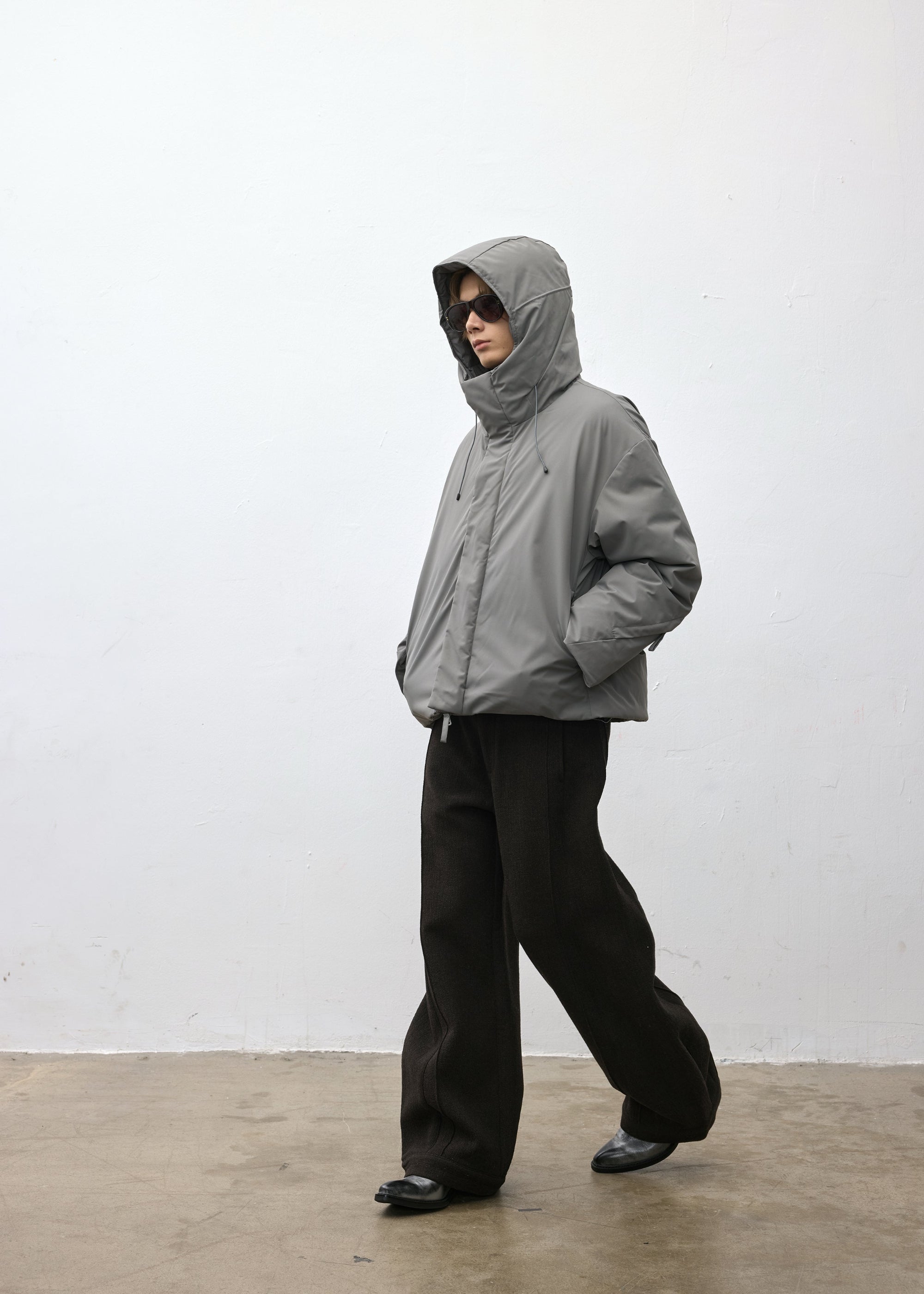 90 White duck down Hooded Down jacket Grey