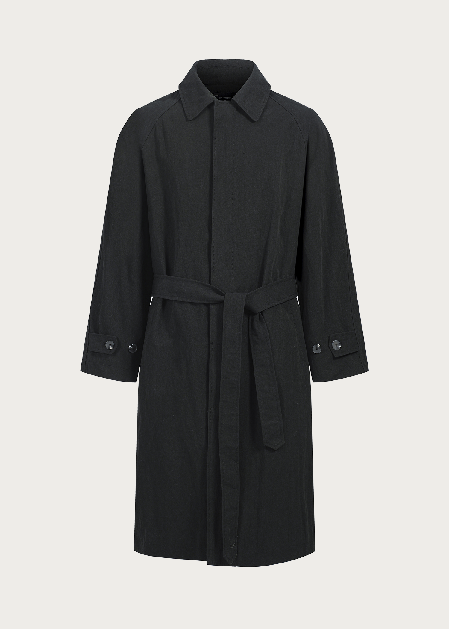 Long Lapel Trench Coat Black