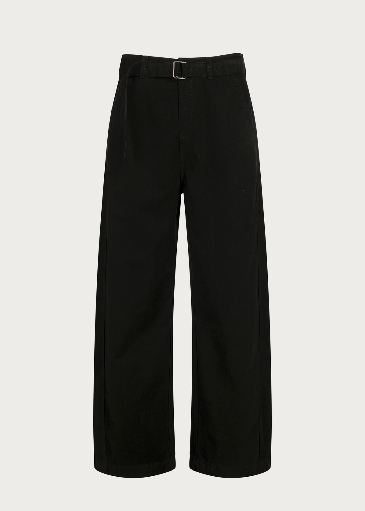 Washed Twill Denim Jeans with Belt Black