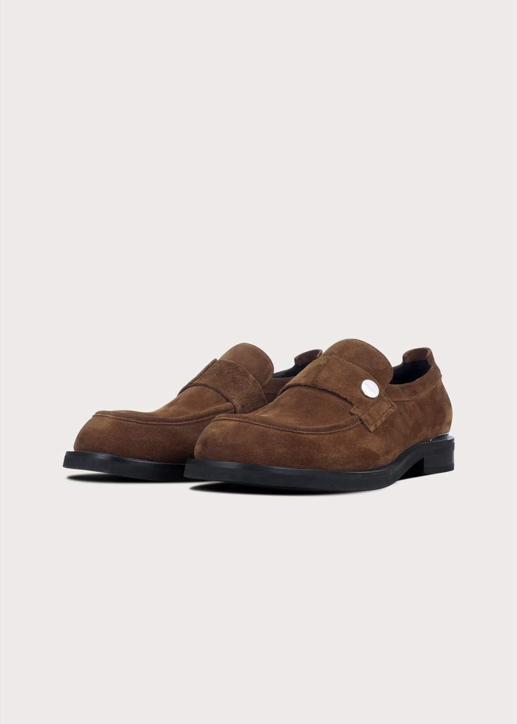 Cove Button Suede Loafers Brown