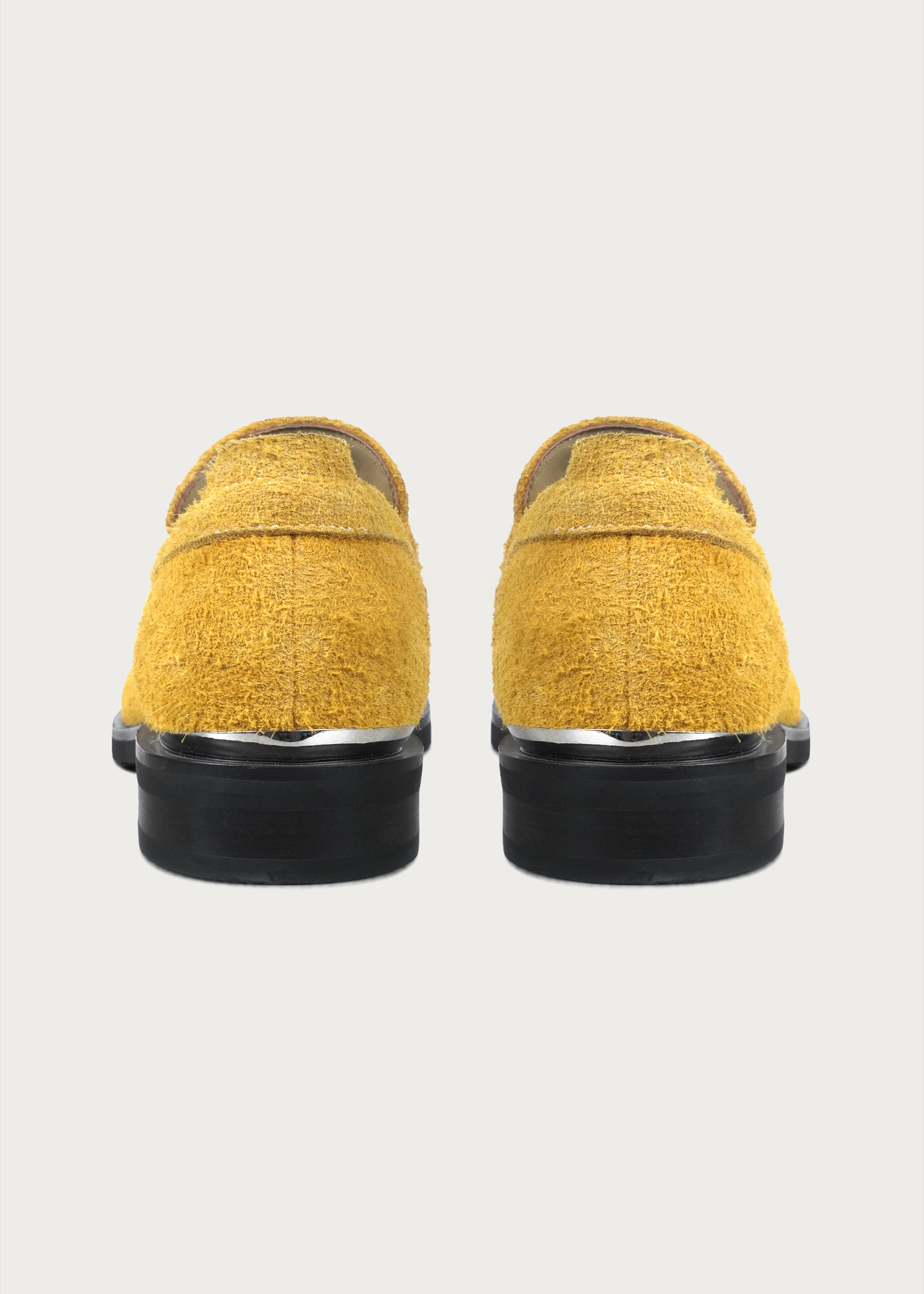 Button Suede Loafers Yellow