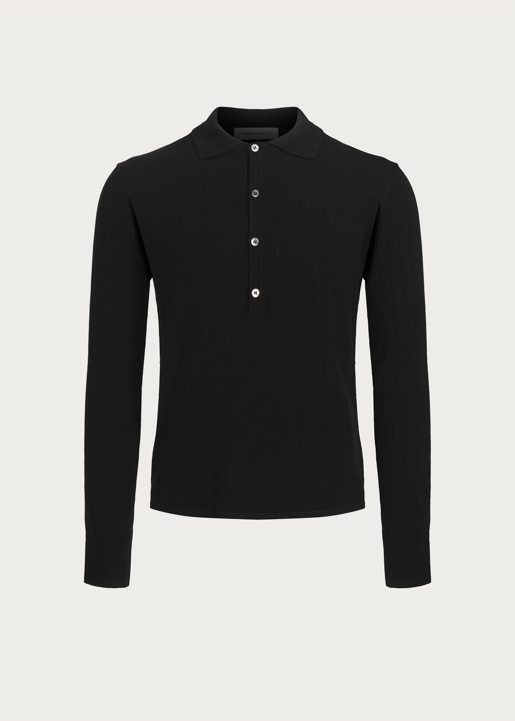 Half-placket long-sleeve knit polo shirt