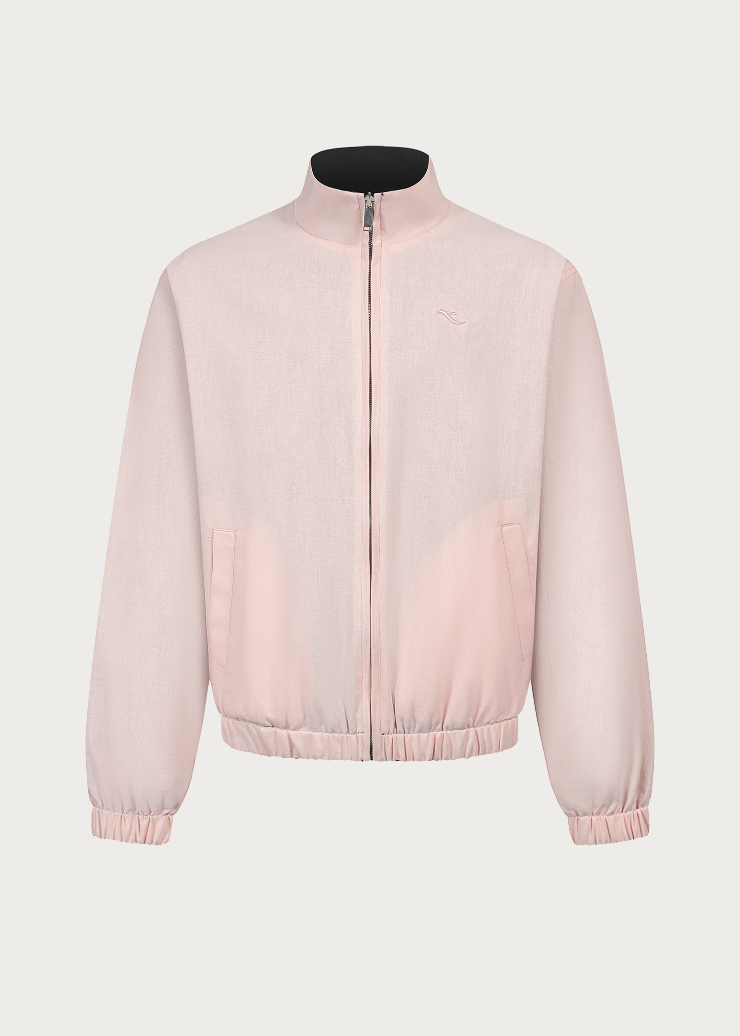 Black/Pink Reversible Color-block Linen-Blend High-Neck Jacket