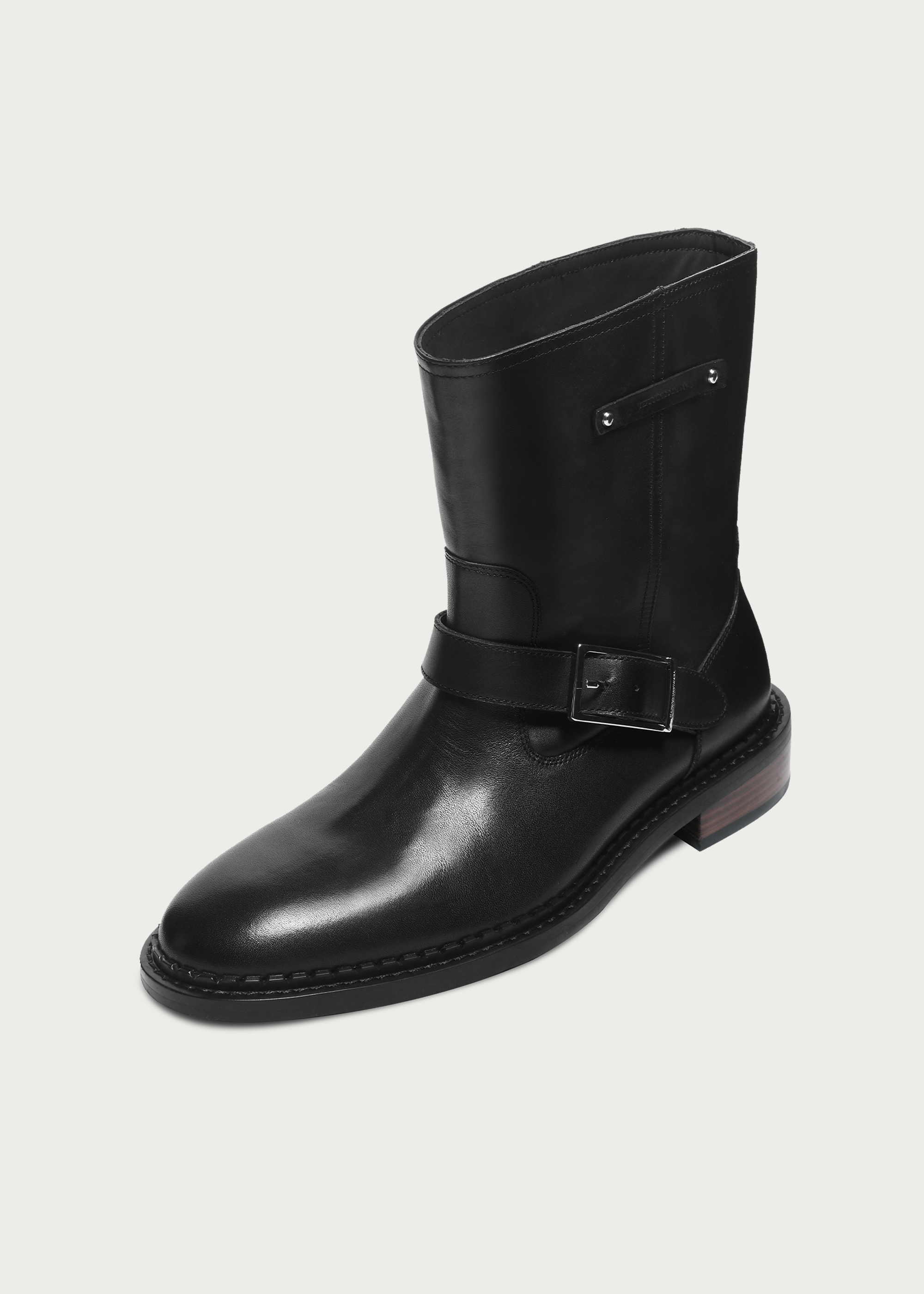 Ankle boots Wood-grain heel Black