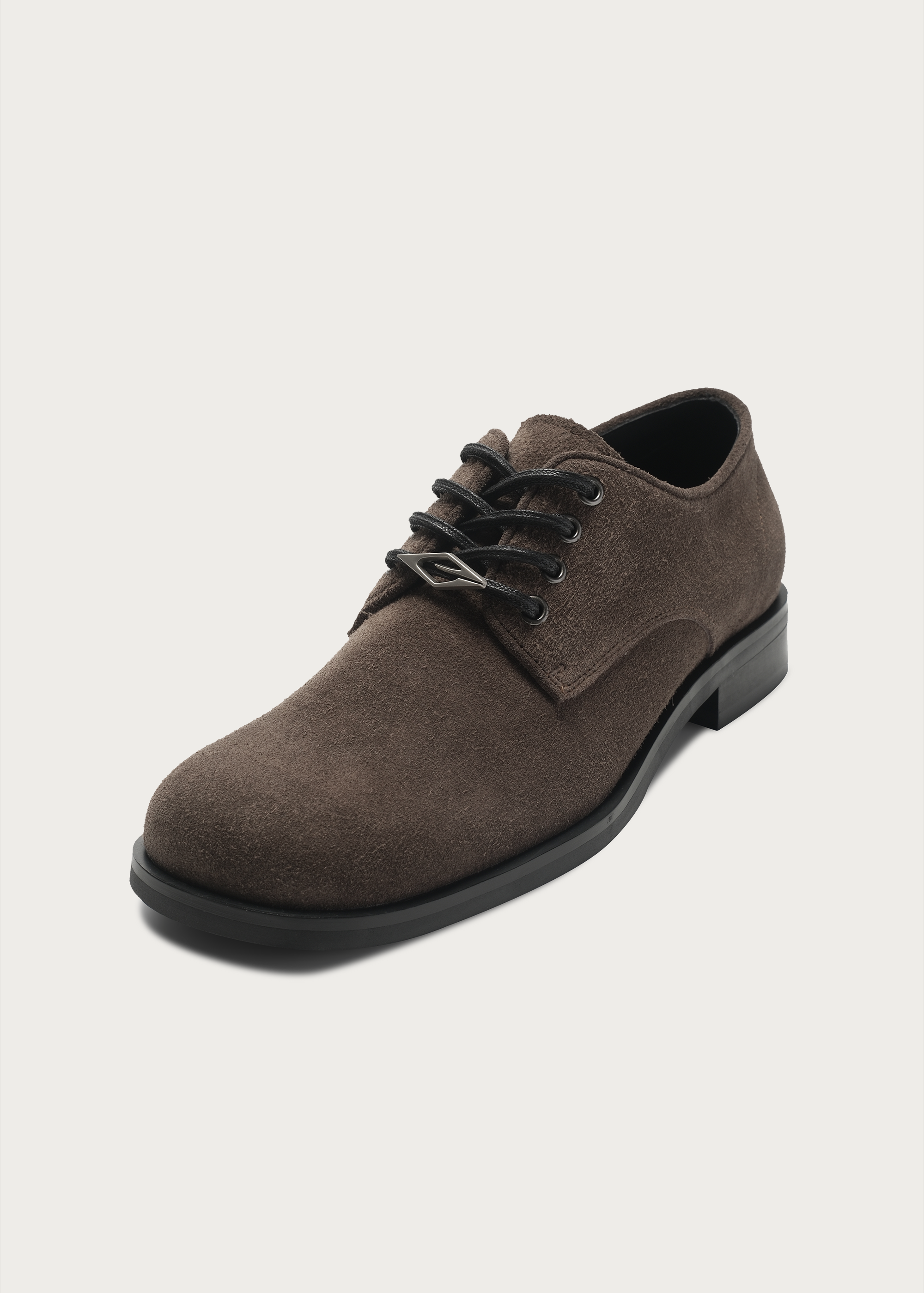 Leather Derby shoes Brownish gray