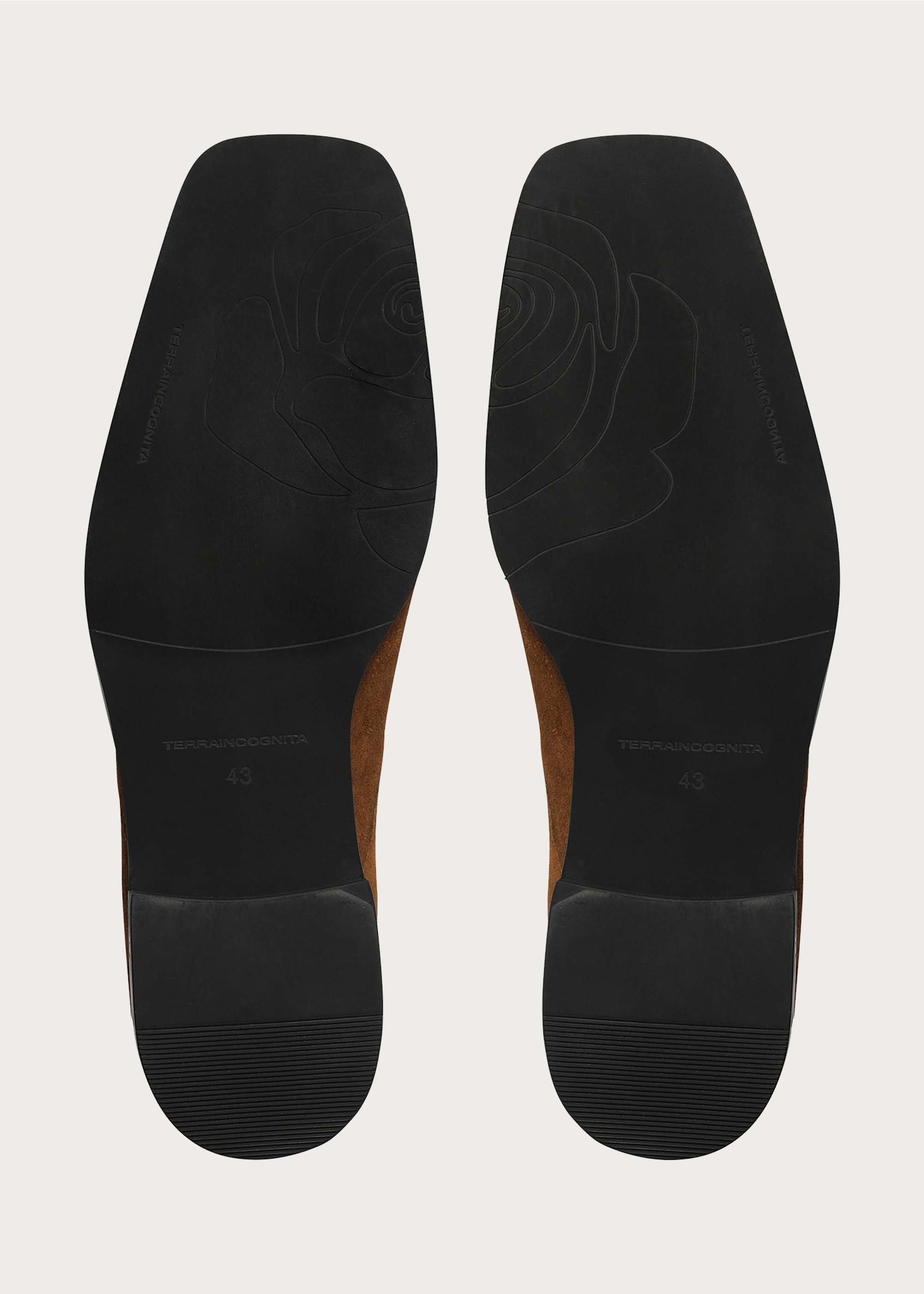 Beveled Square-toe Cowhide Ankle boots Brown