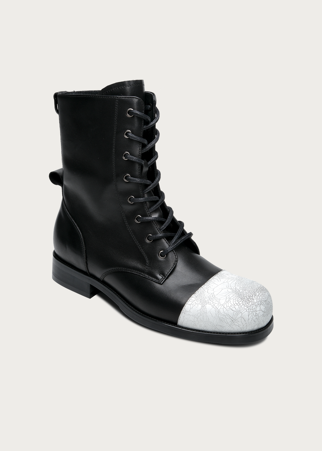 Varek Contrast-Toe Leather Lace-Up Boots