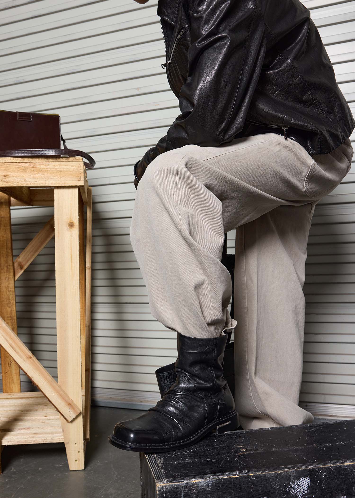 Ankle boots Square-toe Ruched Washed-horsehide
