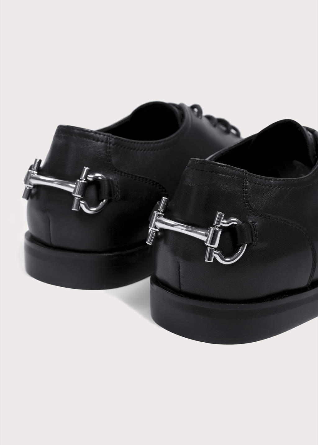 Vesper Metal-Buckle Derby Shoes Black