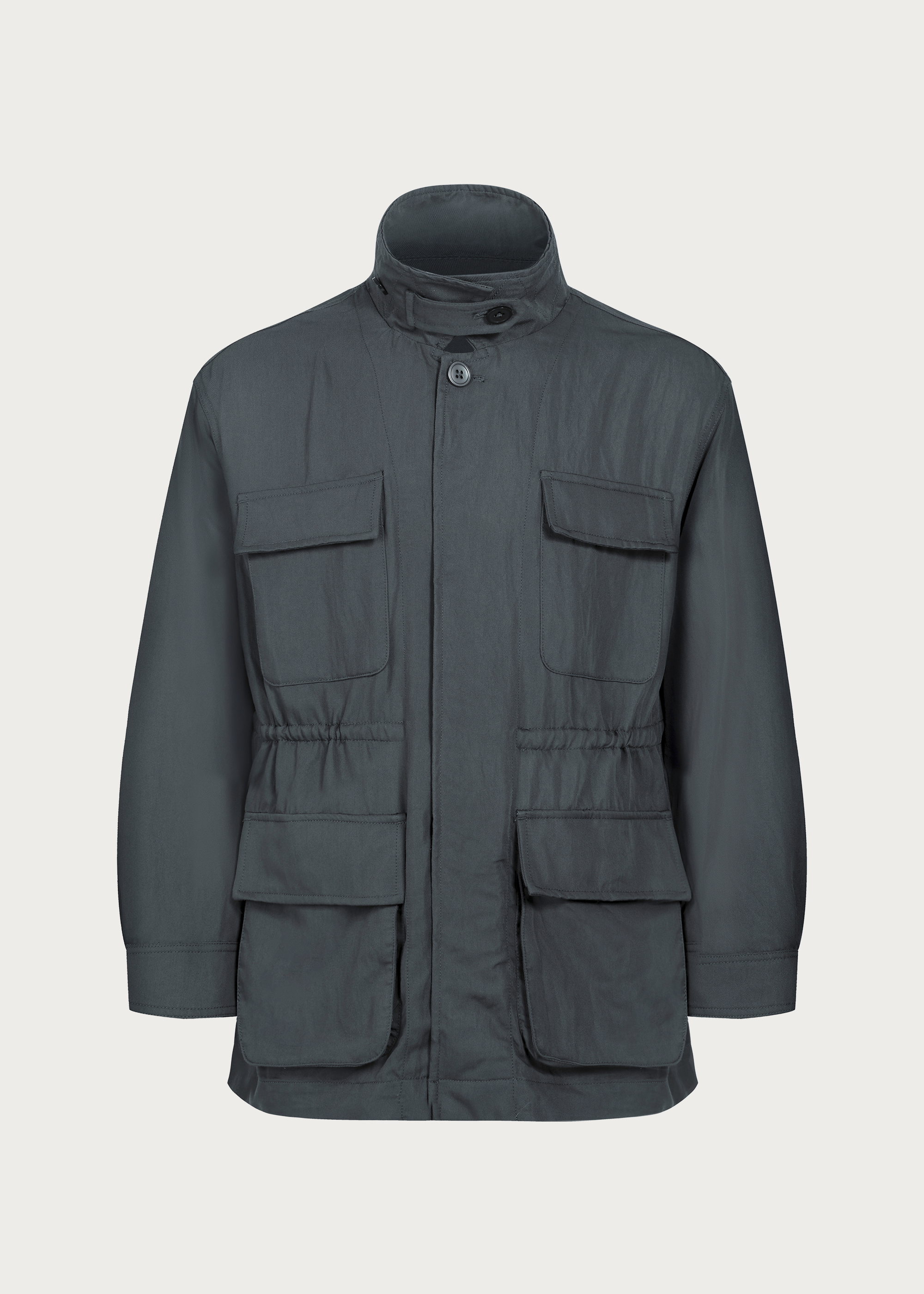 Four-Pocket Draped Lapel Jacket