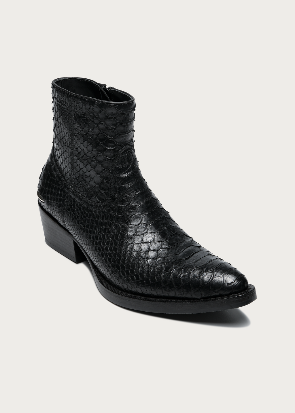 Ashen Python Leather Ankle Boots