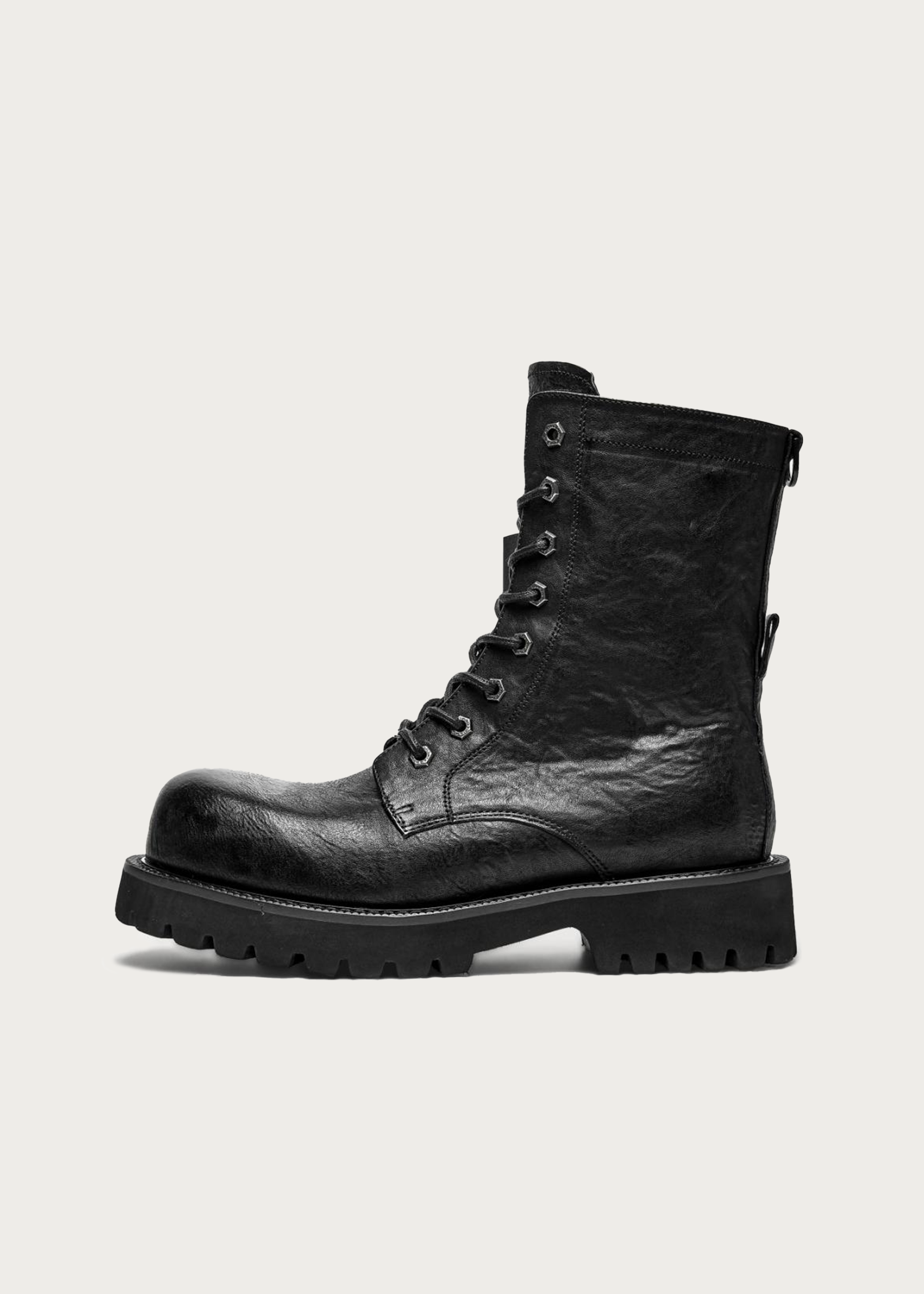 8-Eyelet Mid-calf Boots Black
