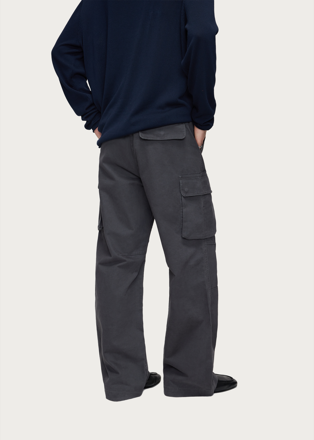 Washed Gray Multi-Pocket Cargo Pants