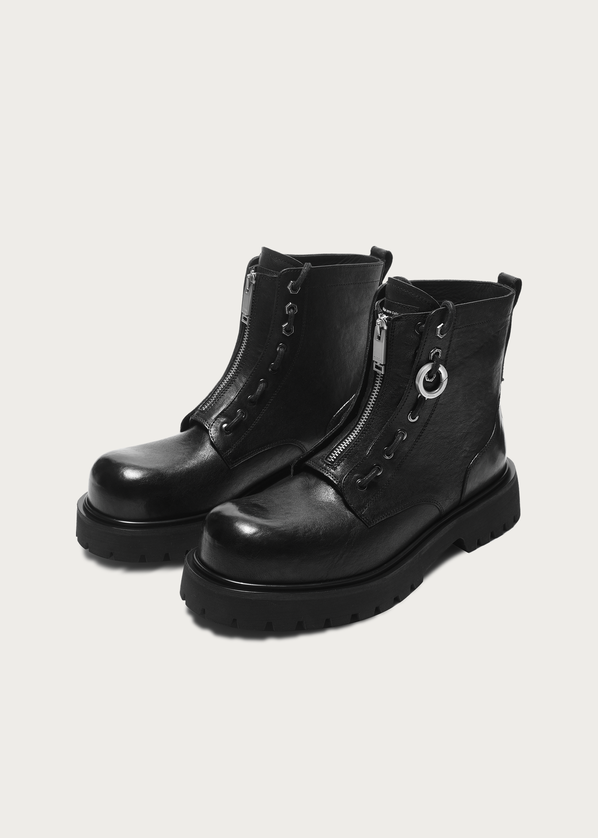 Workwear horsehide Zipper boots Black