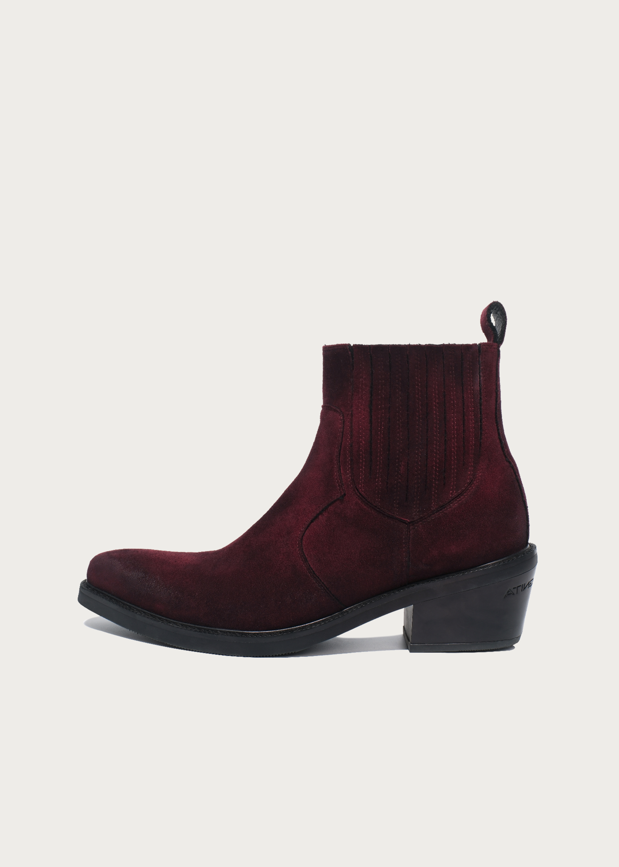 Chelsea boots Pointed-toe Velvet Garnet red