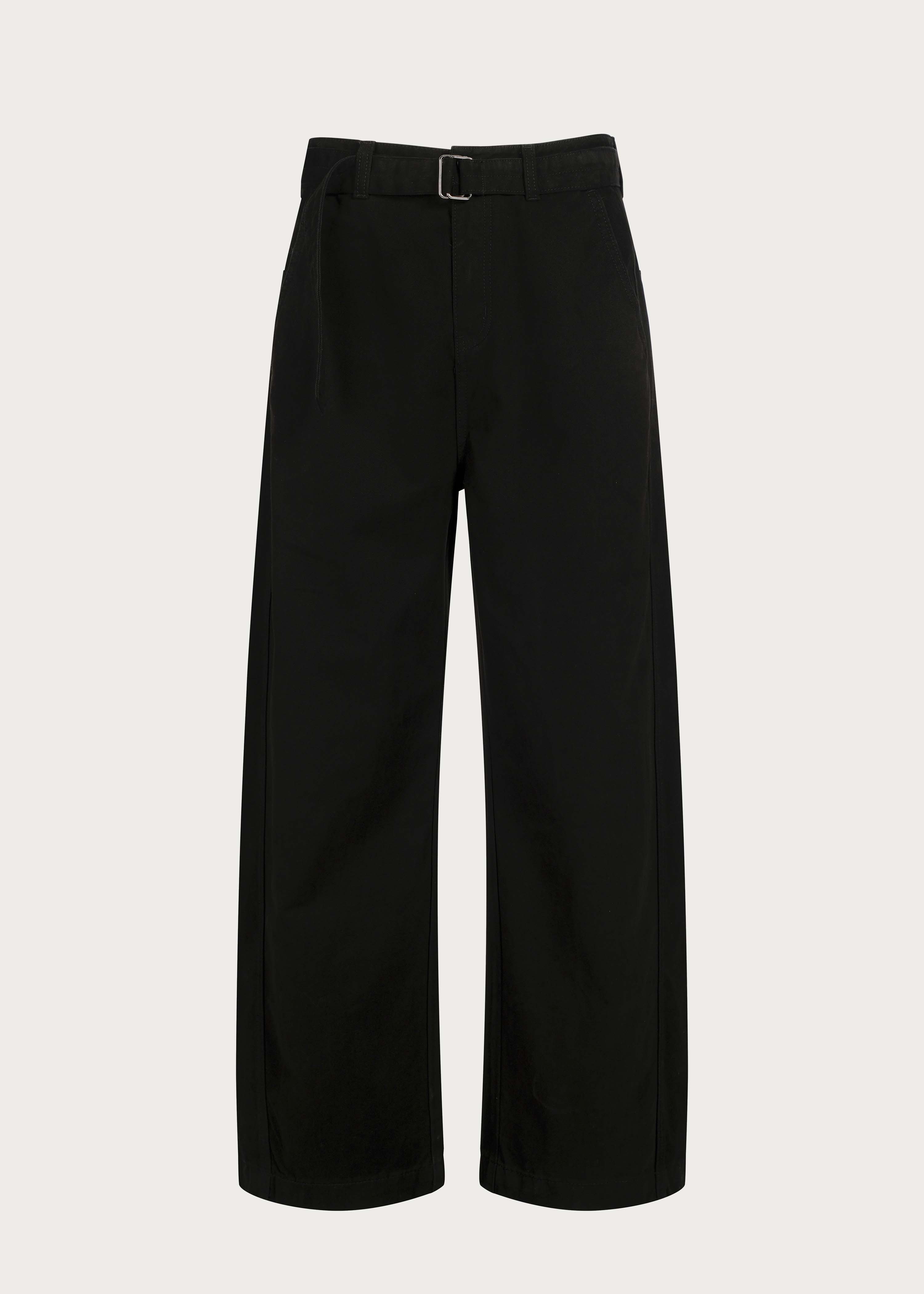Washed Twill Denim Jeans with Belt Black